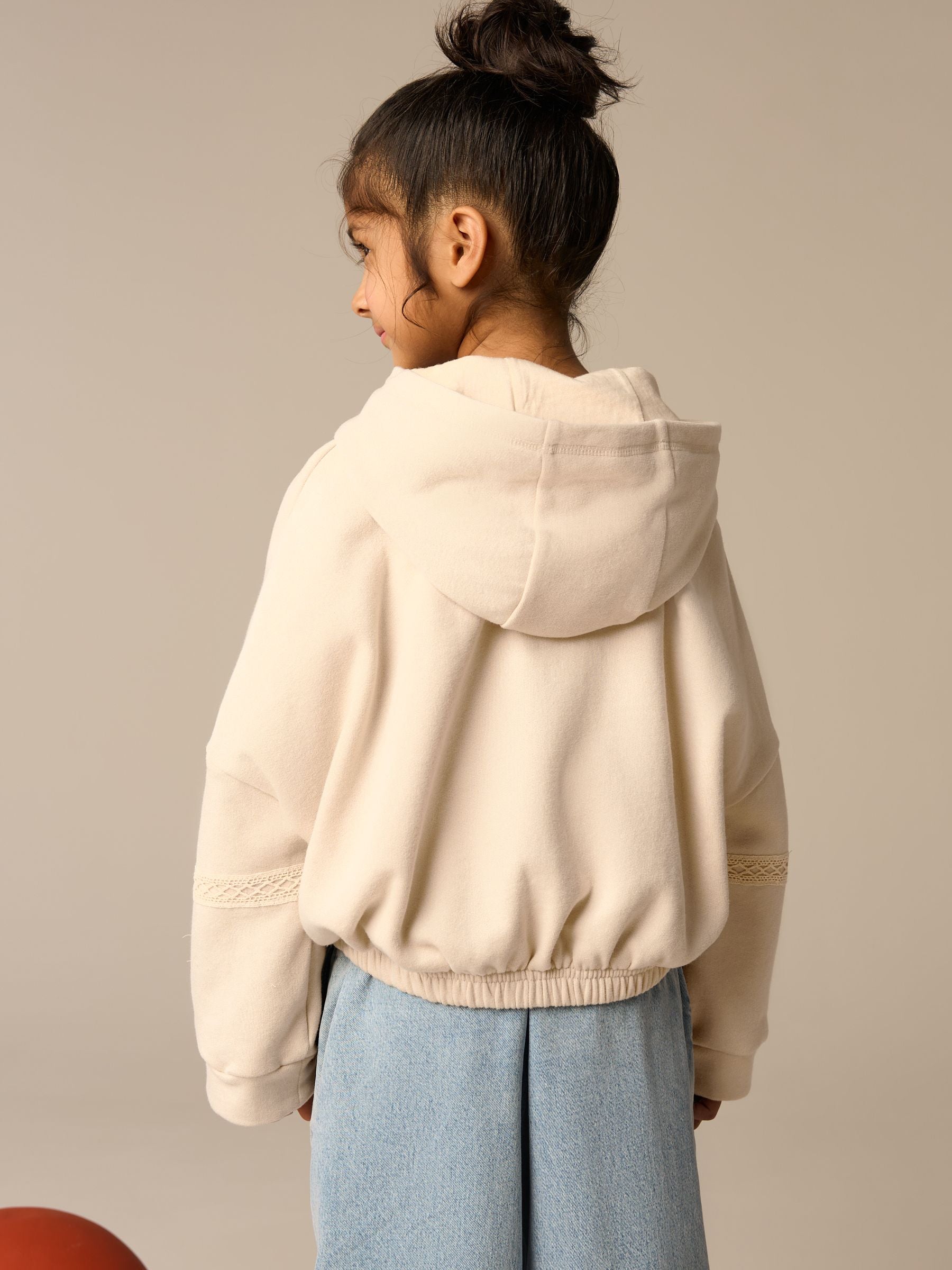 Neutral Crochet Elasticated Hoodie (3-16yrs)