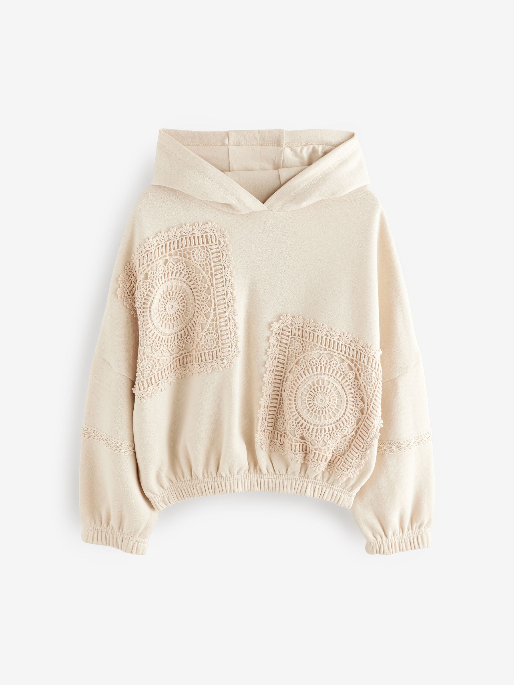 Neutral Crochet Elasticated Hoodie (3-16yrs)