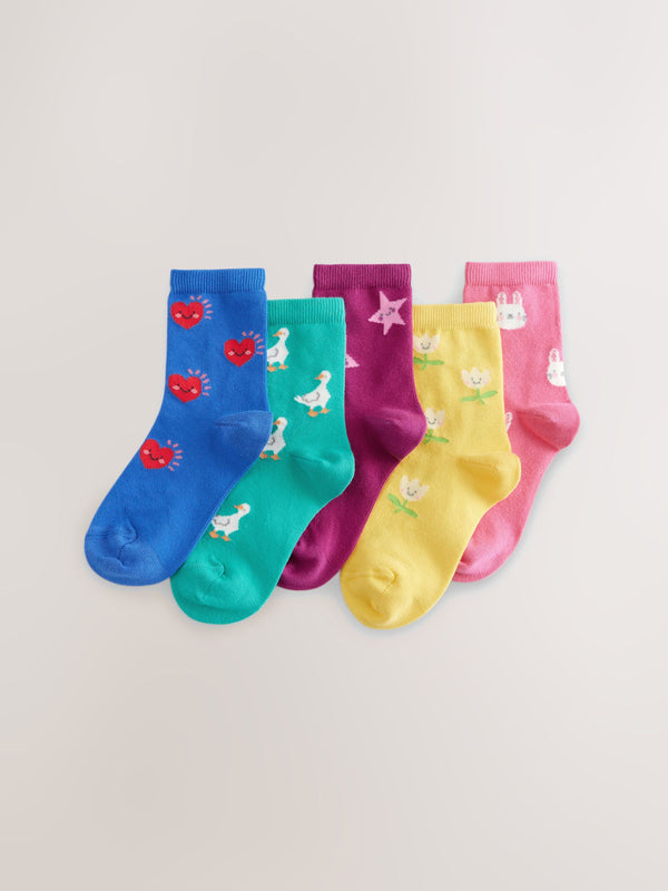 Multi Cotton Rich Character Ankle Socks 5 Pack