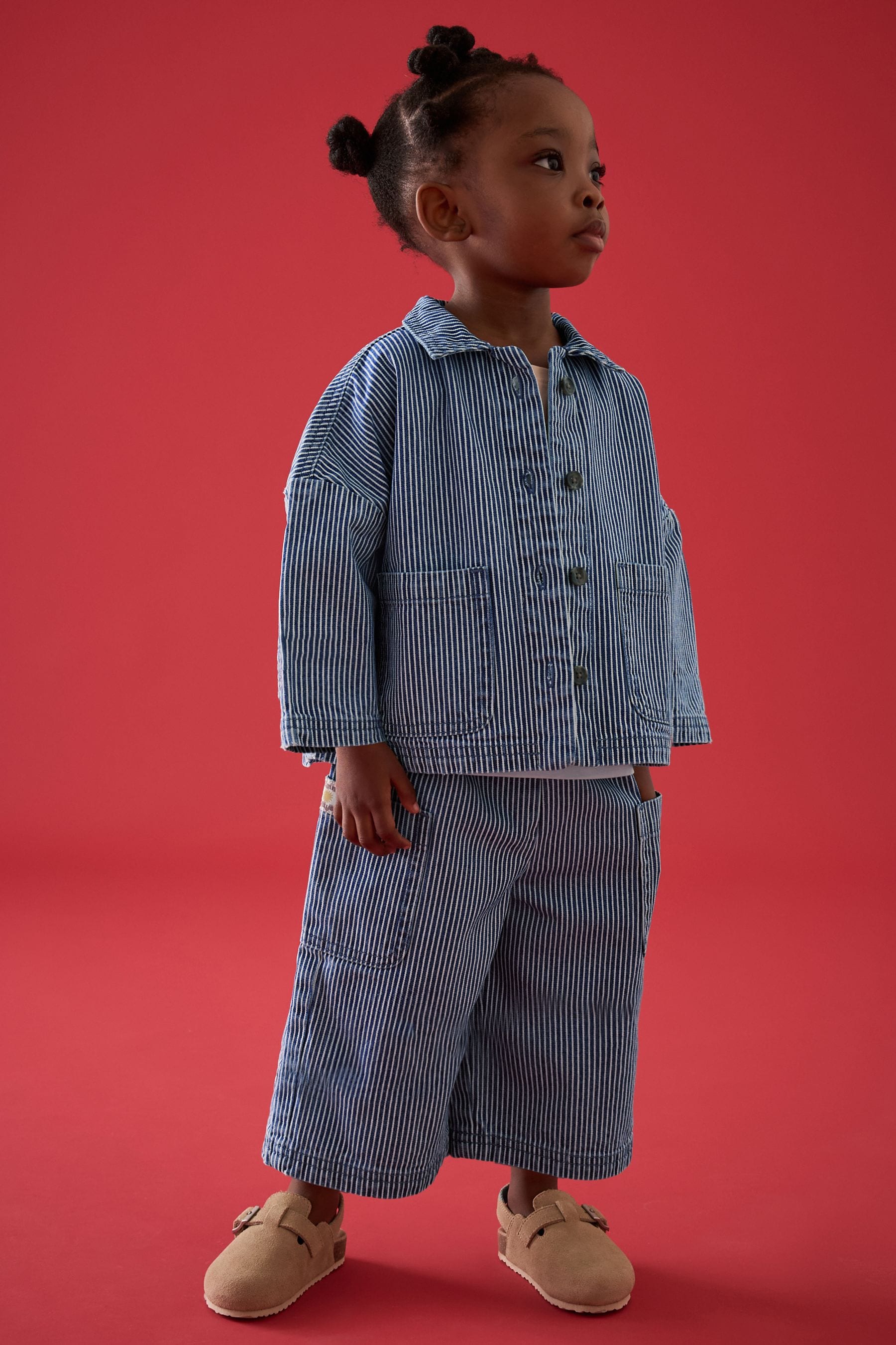 Blue Ticking Stripe 100% Cotton Shirt And Trousers Set (3mths-8yrs)