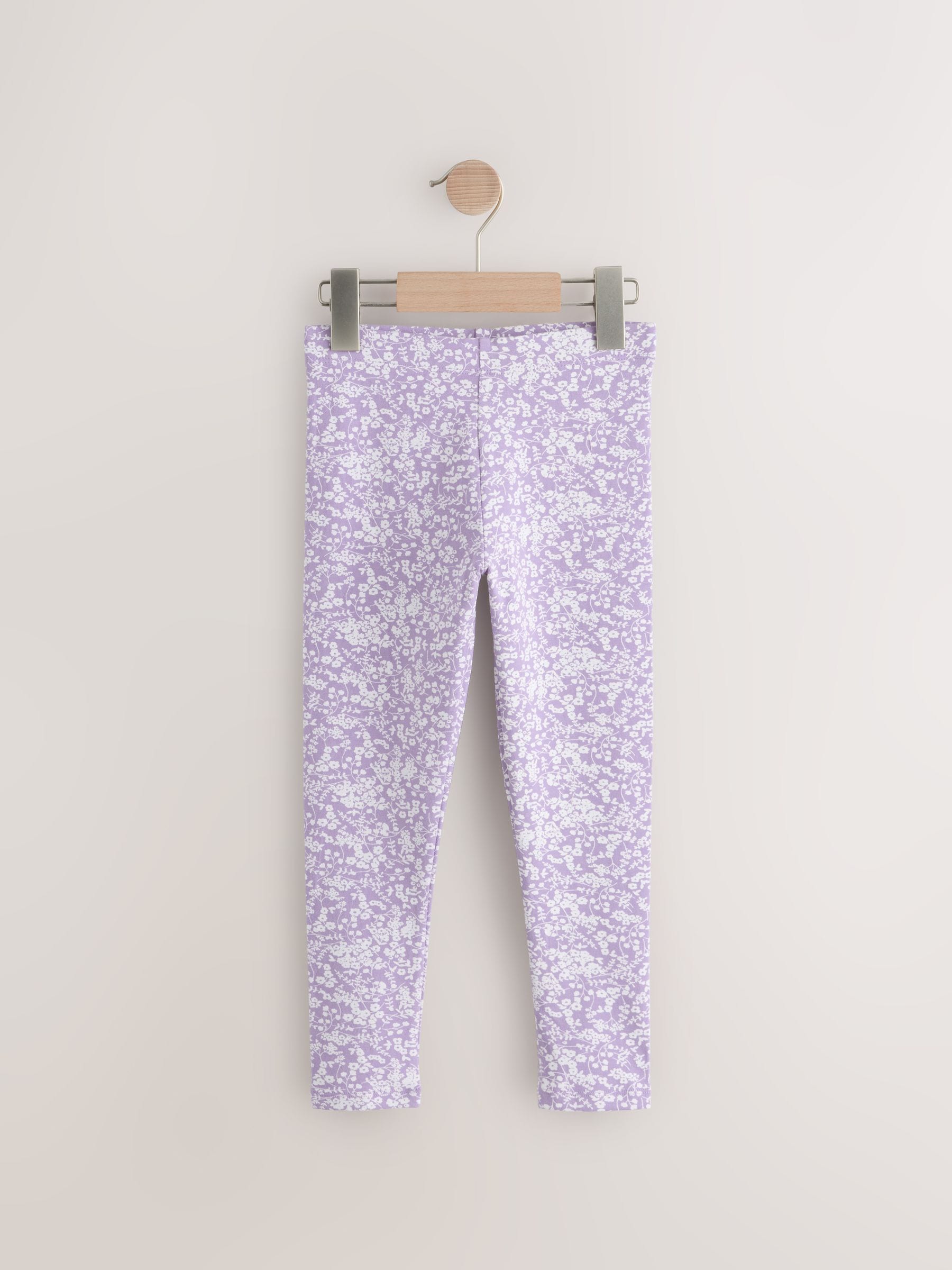 Lilac Purple Ditsy Flower Printed Leggings (3-16yrs)