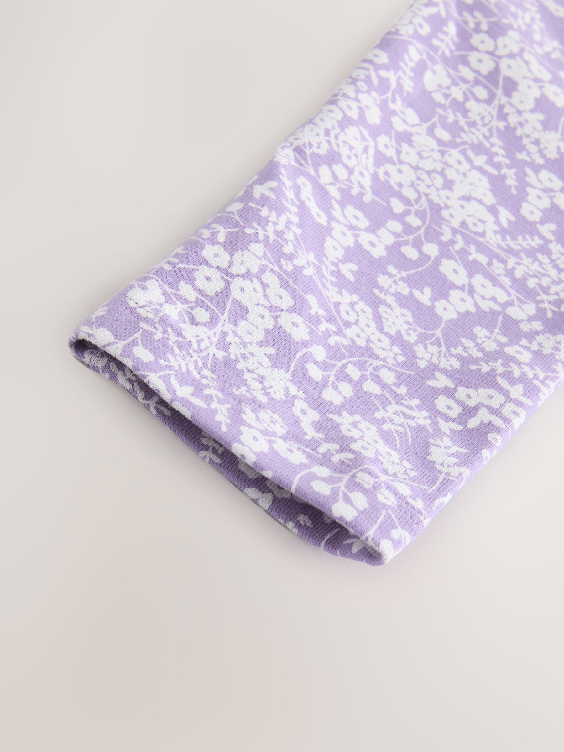 Lilac Purple Ditsy Flower Printed Leggings (3-16yrs)