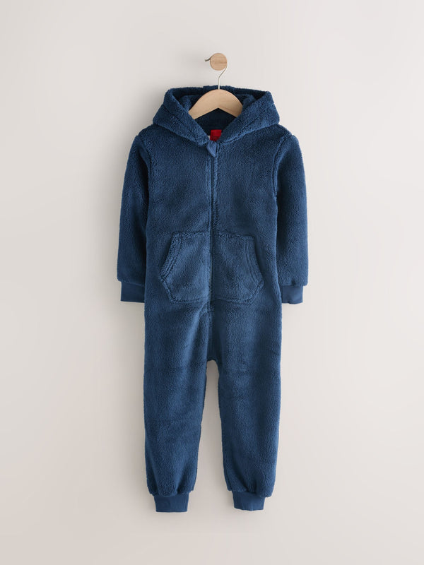 Navy All-In-One Fleece Pyjamas (3-16yrs)