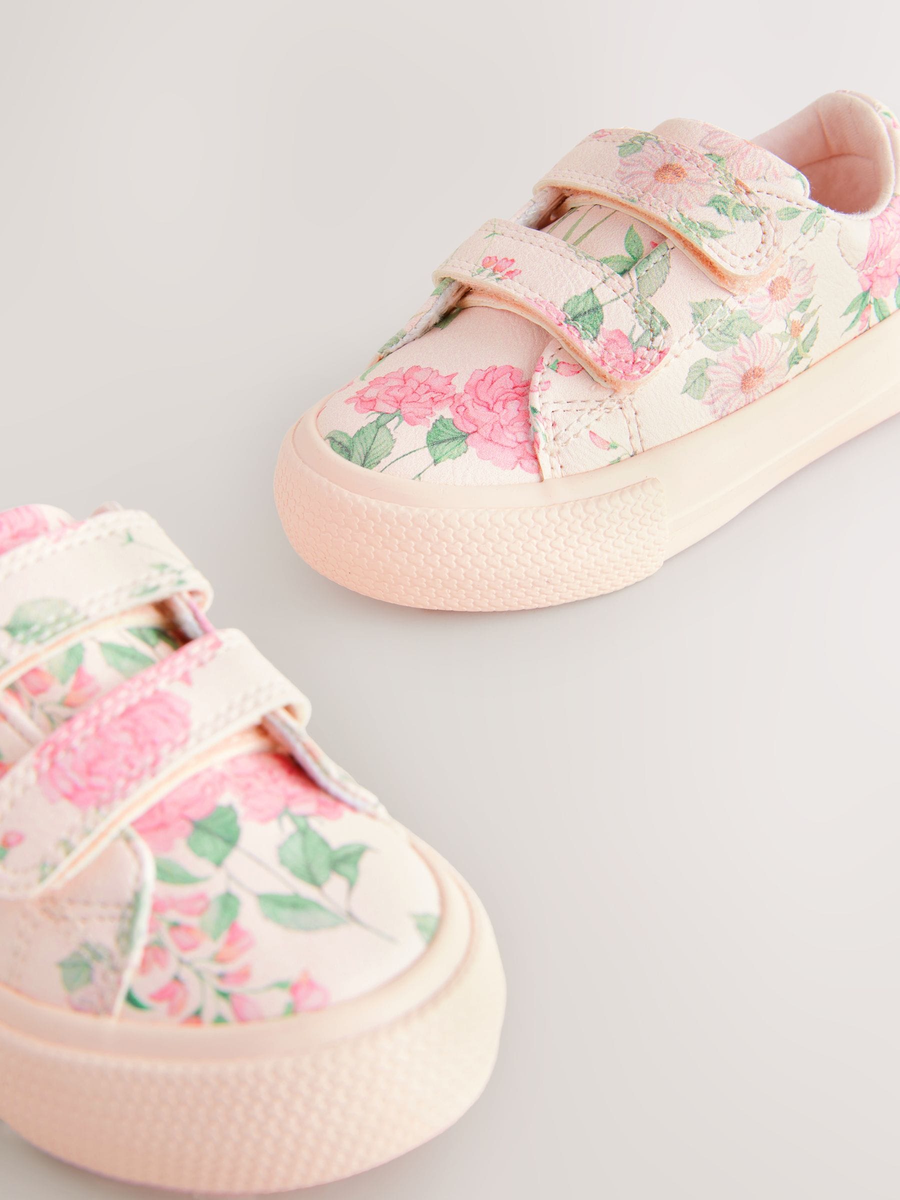 Pink Floral Standard Fit (F) Chunky Trainers With Touch Fastening