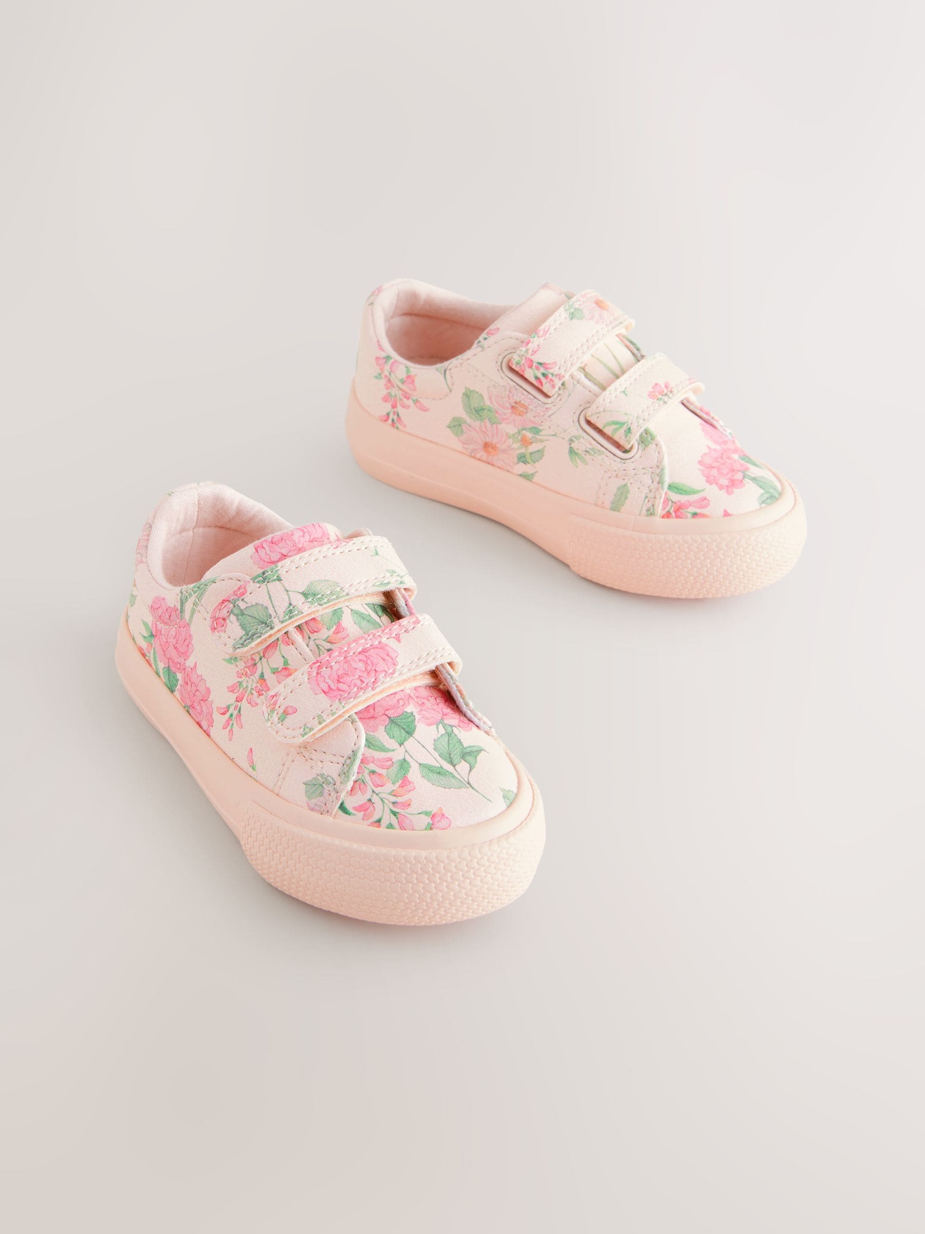 Pink Floral Standard Fit (F) Chunky Trainers With Touch Fastening