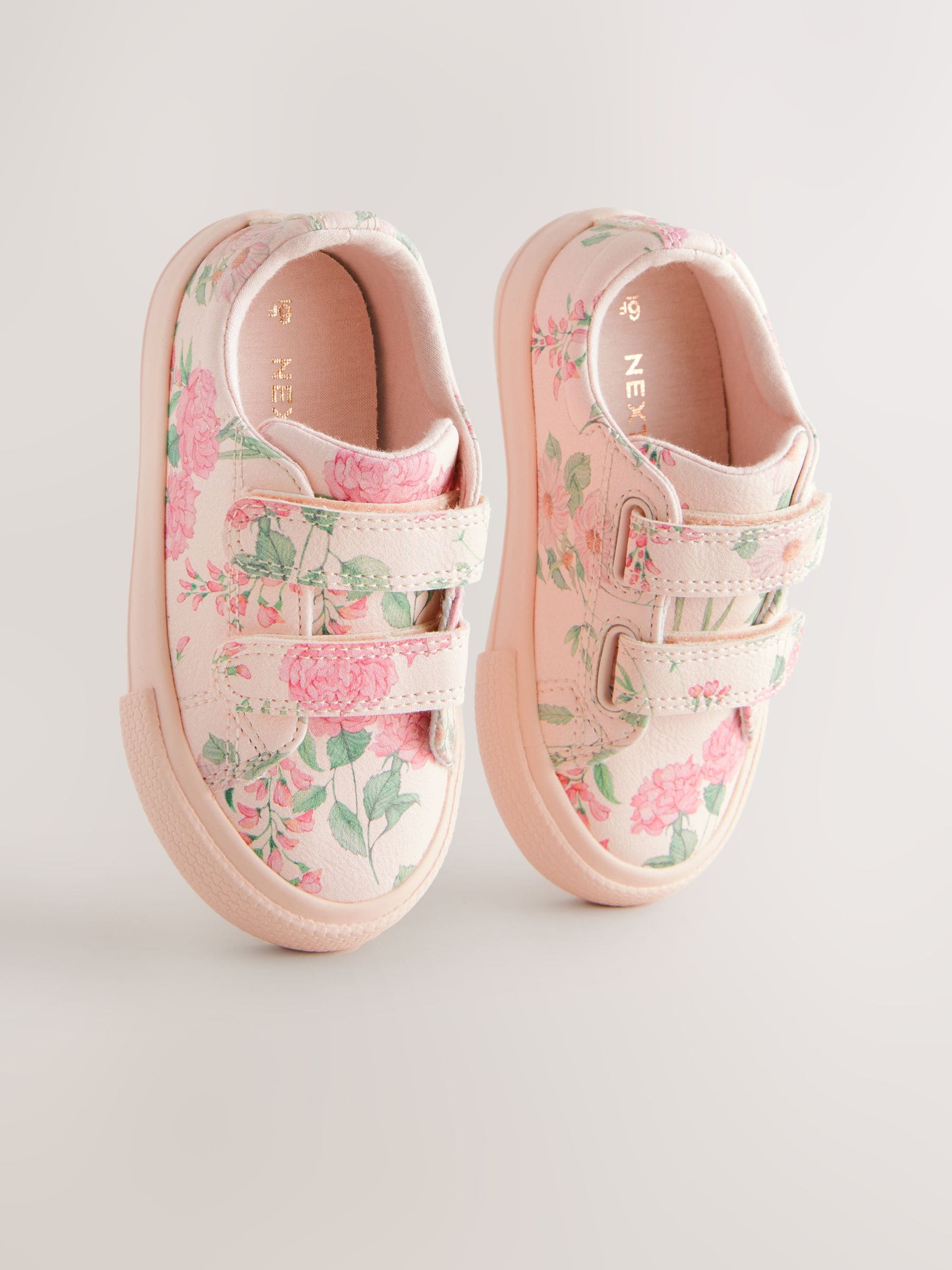 Pink Floral Standard Fit (F) Chunky Trainers With Touch Fastening