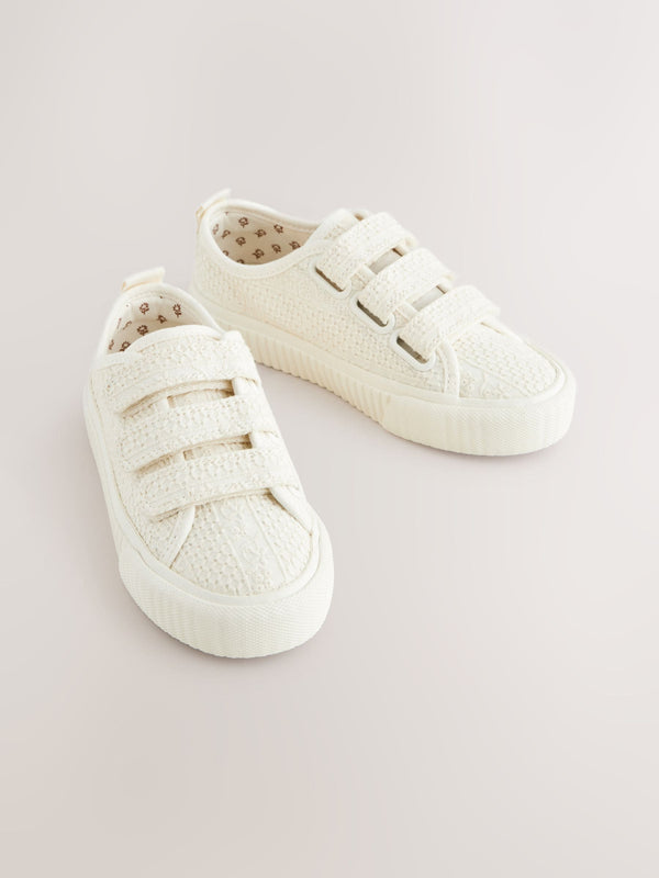 Neutral White Broderie Touch Fastening Trainers