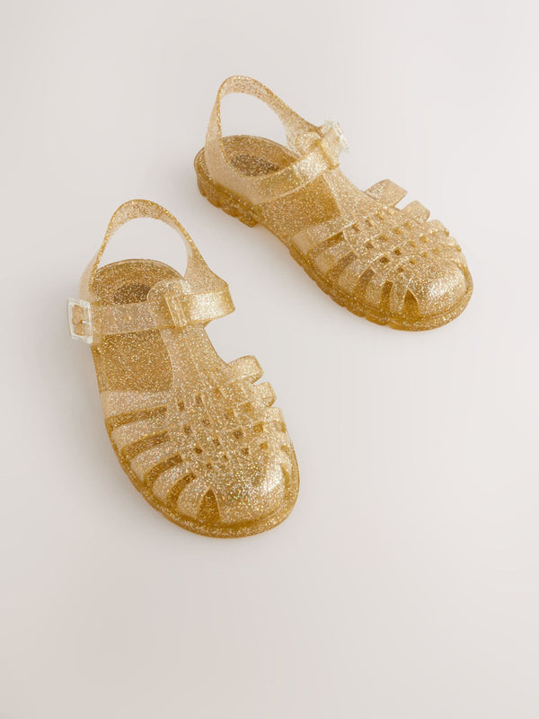 Gold Glitter Jelly Sandals