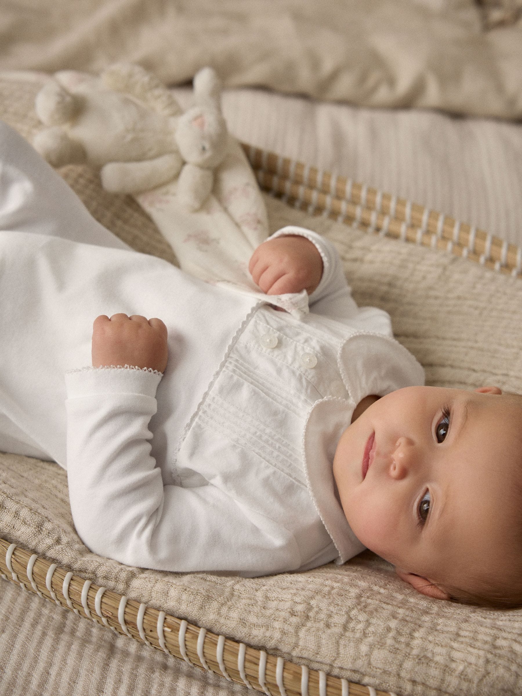 White Baby Occasion 100% Cotton Sleepsuit (0mths-2yrs)