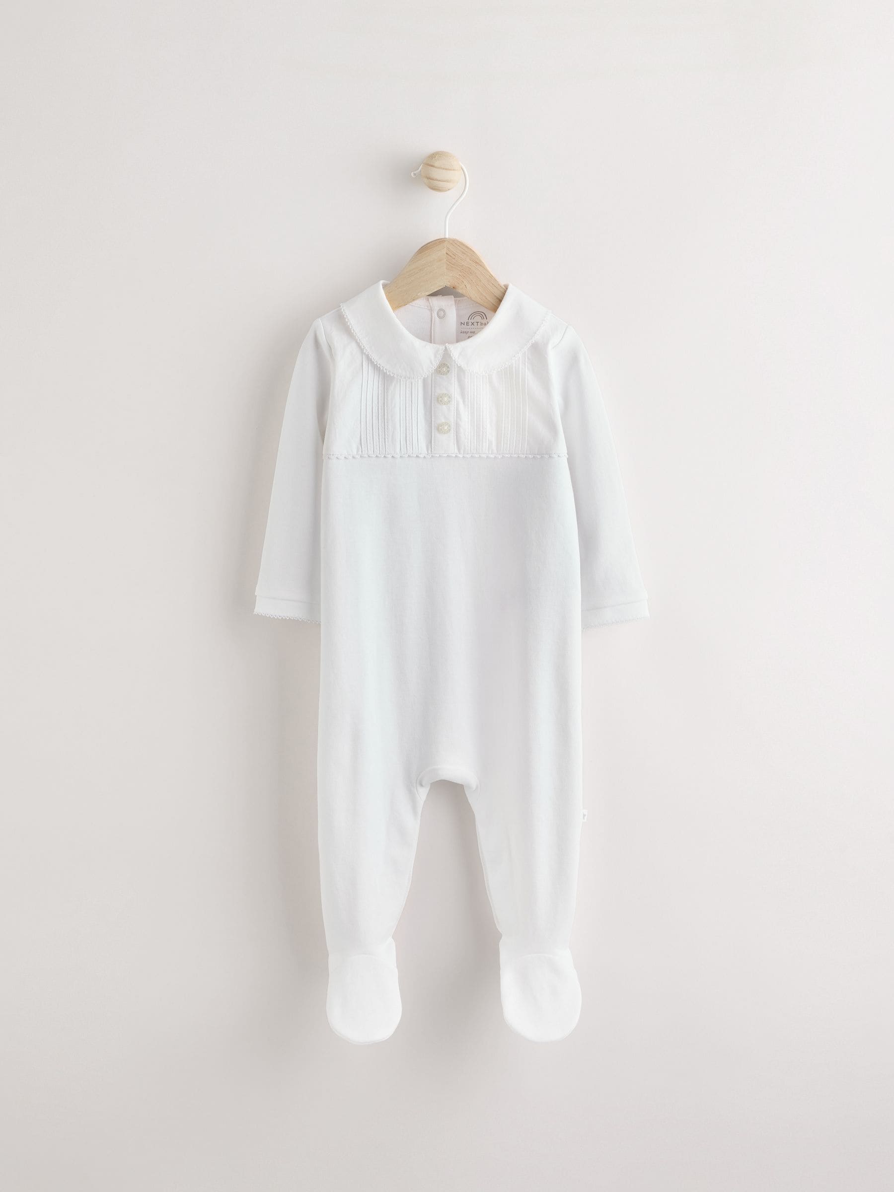 White Baby Occasion 100% Cotton Sleepsuit (0mths-2yrs)