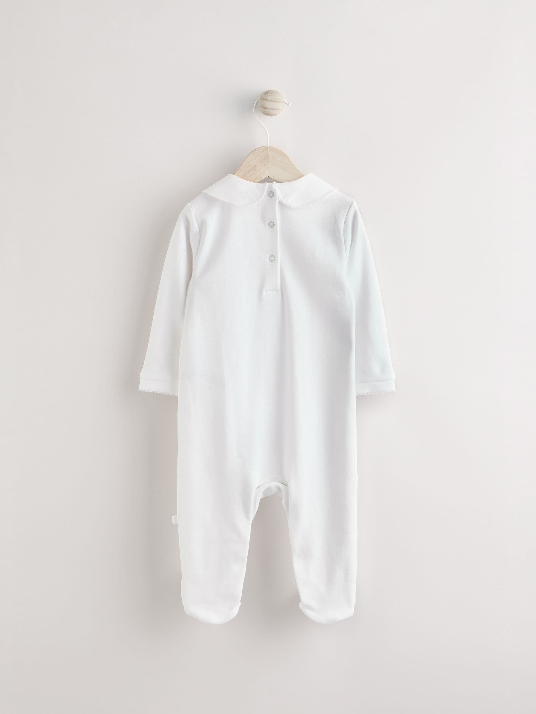 White Baby Occasion 100% Cotton Sleepsuit (0mths-2yrs)