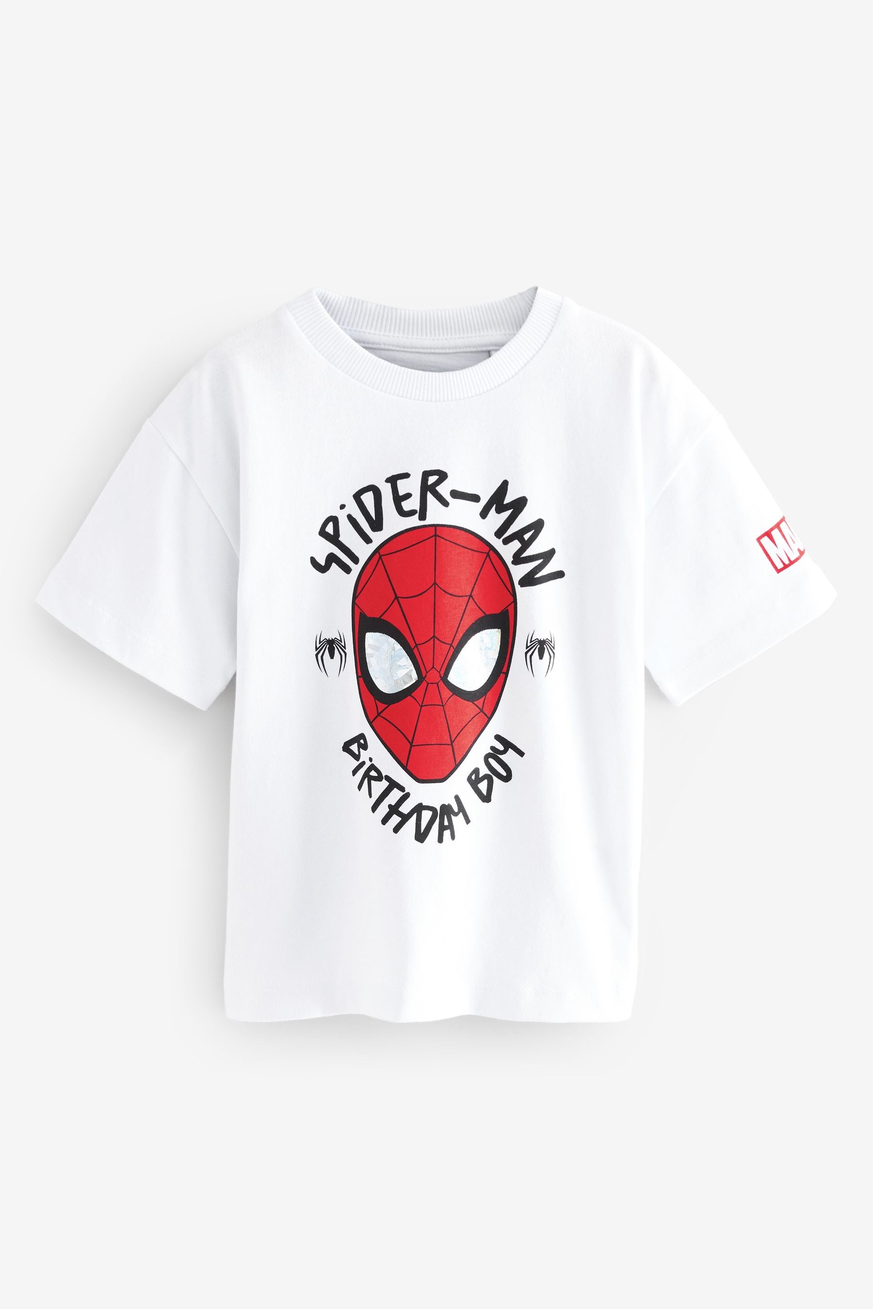 White Spider-Man Short Sleeve Birthday 100% Cotton T-Shirt (12mths-8yrs)