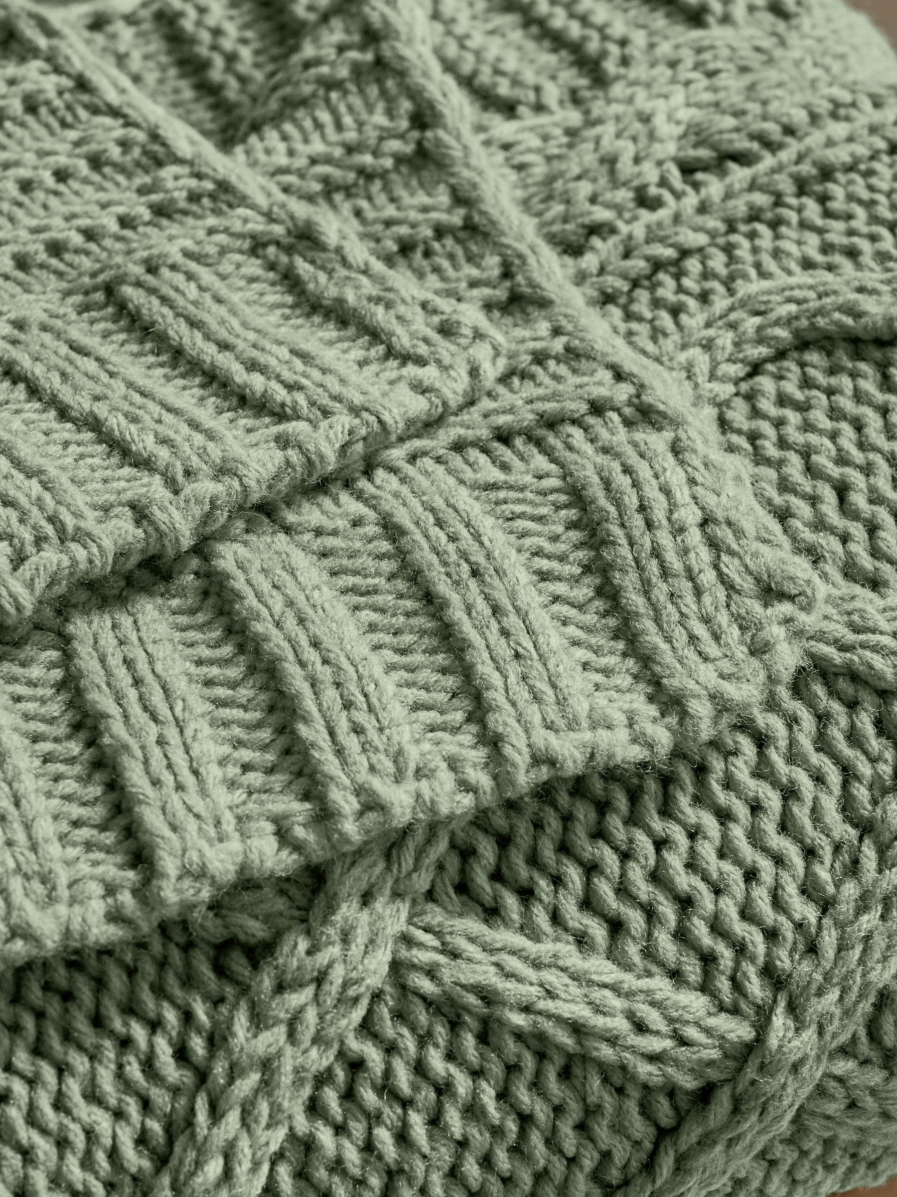 Sage Green Cable Knit Throw