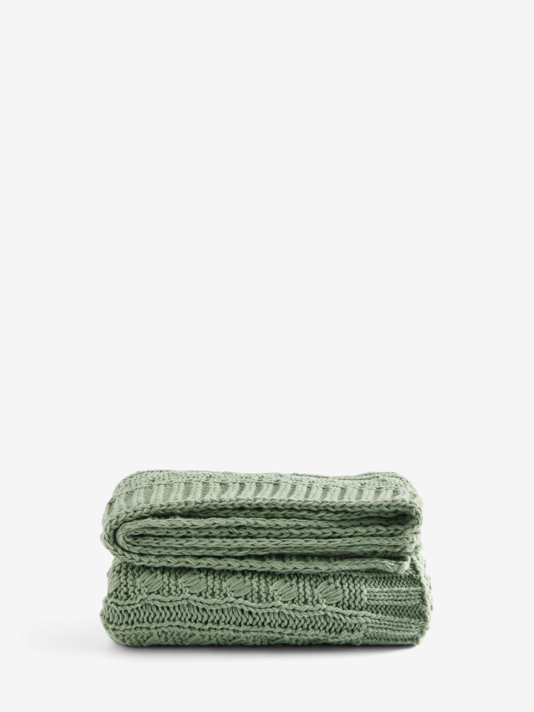 Sage Green Cable Knit Throw