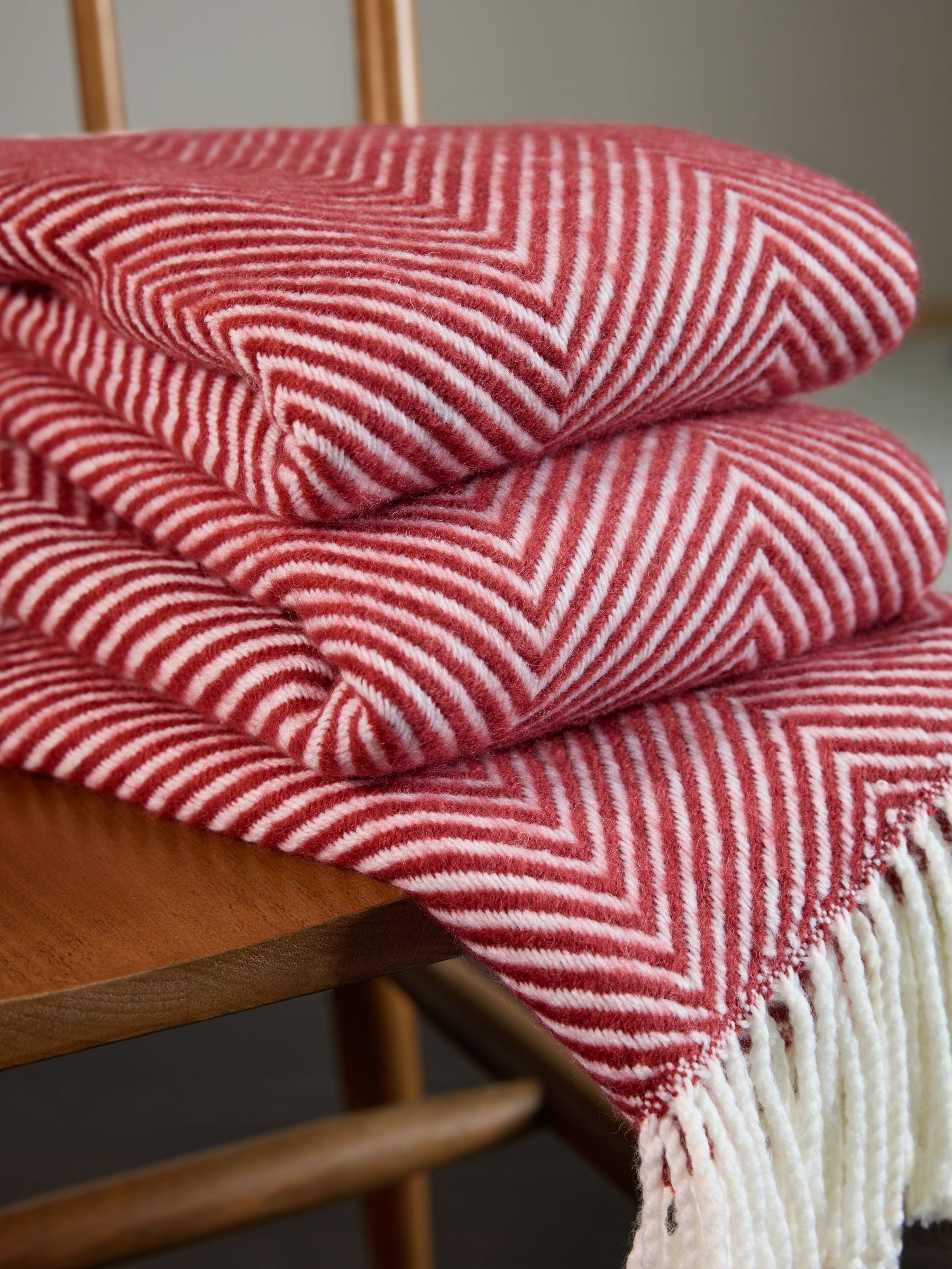 Red Herringbone Cosy Throw