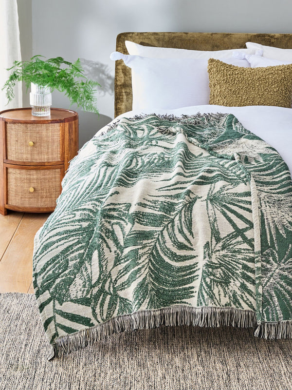 Multi Jacquard Leaf Throw