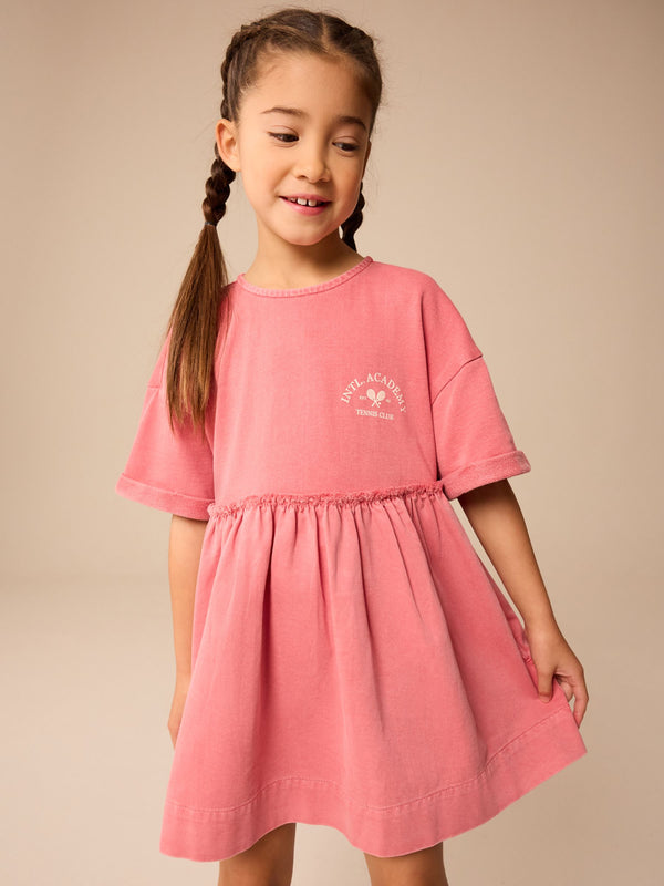 Pink Fabric Mix 100% Cotton T-Shirt Dress (3-16yrs)