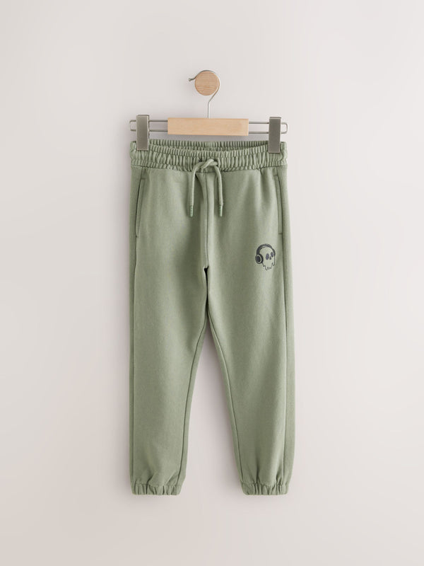 Khaki Skull 100% Cotton Slim Side Rib Joggers (3-16yrs)