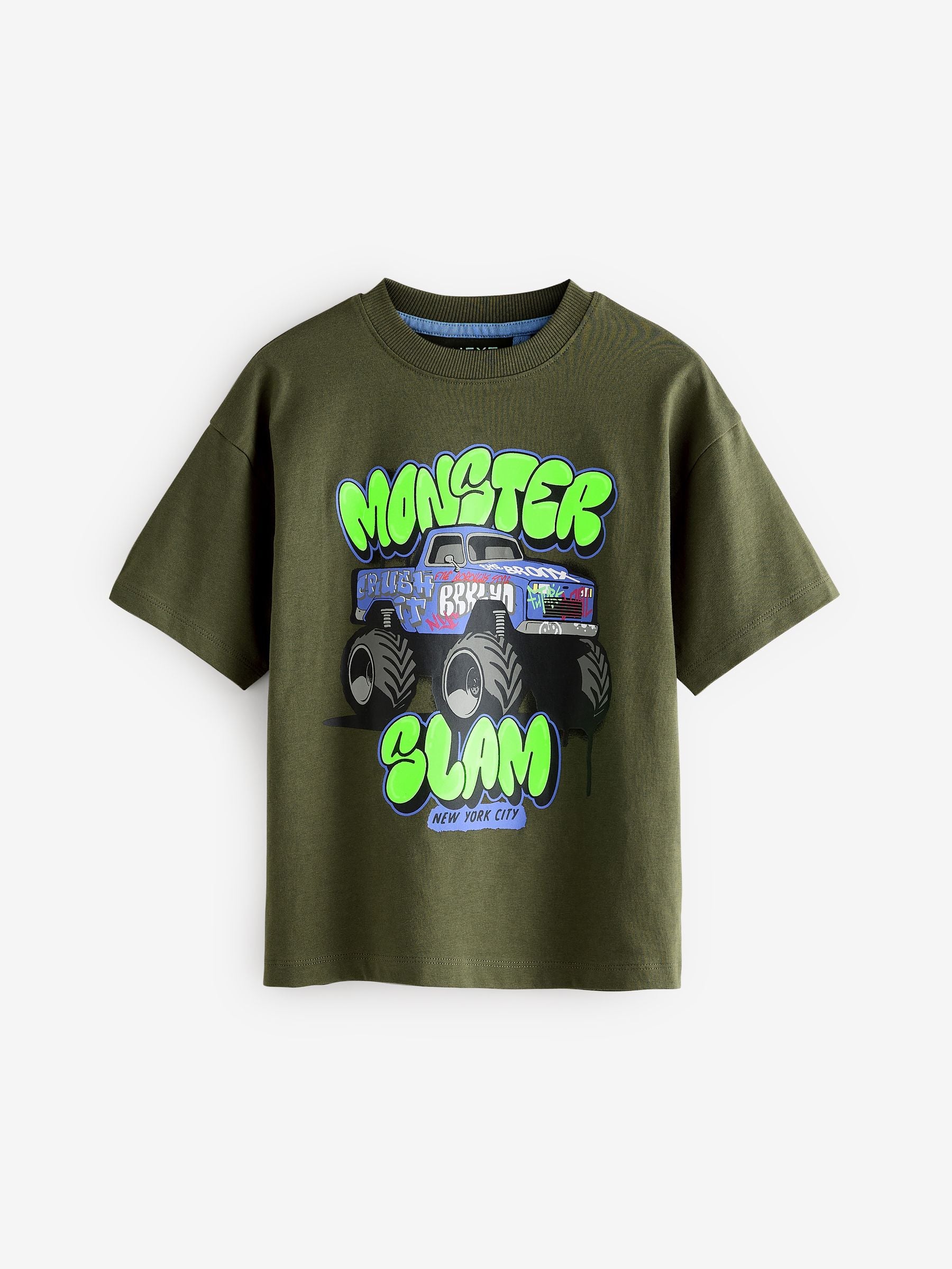 Khaki Green Truck Relaxed Fit Short Sleeve Graphic T-Shirt (3-16yrs)