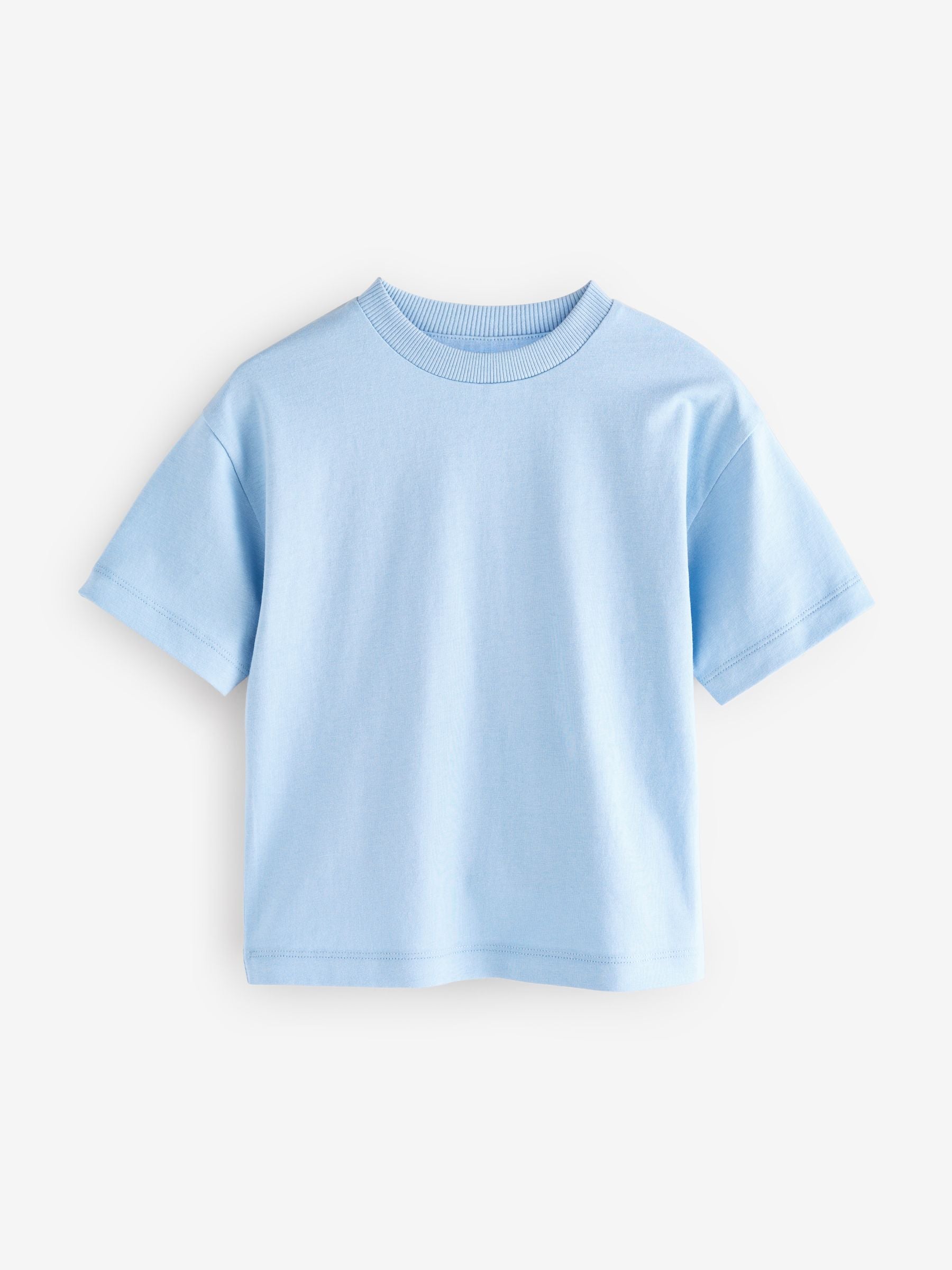 Blue 100% Cotton Short Sleeve Plain T-Shirt (3mths-7yrs)