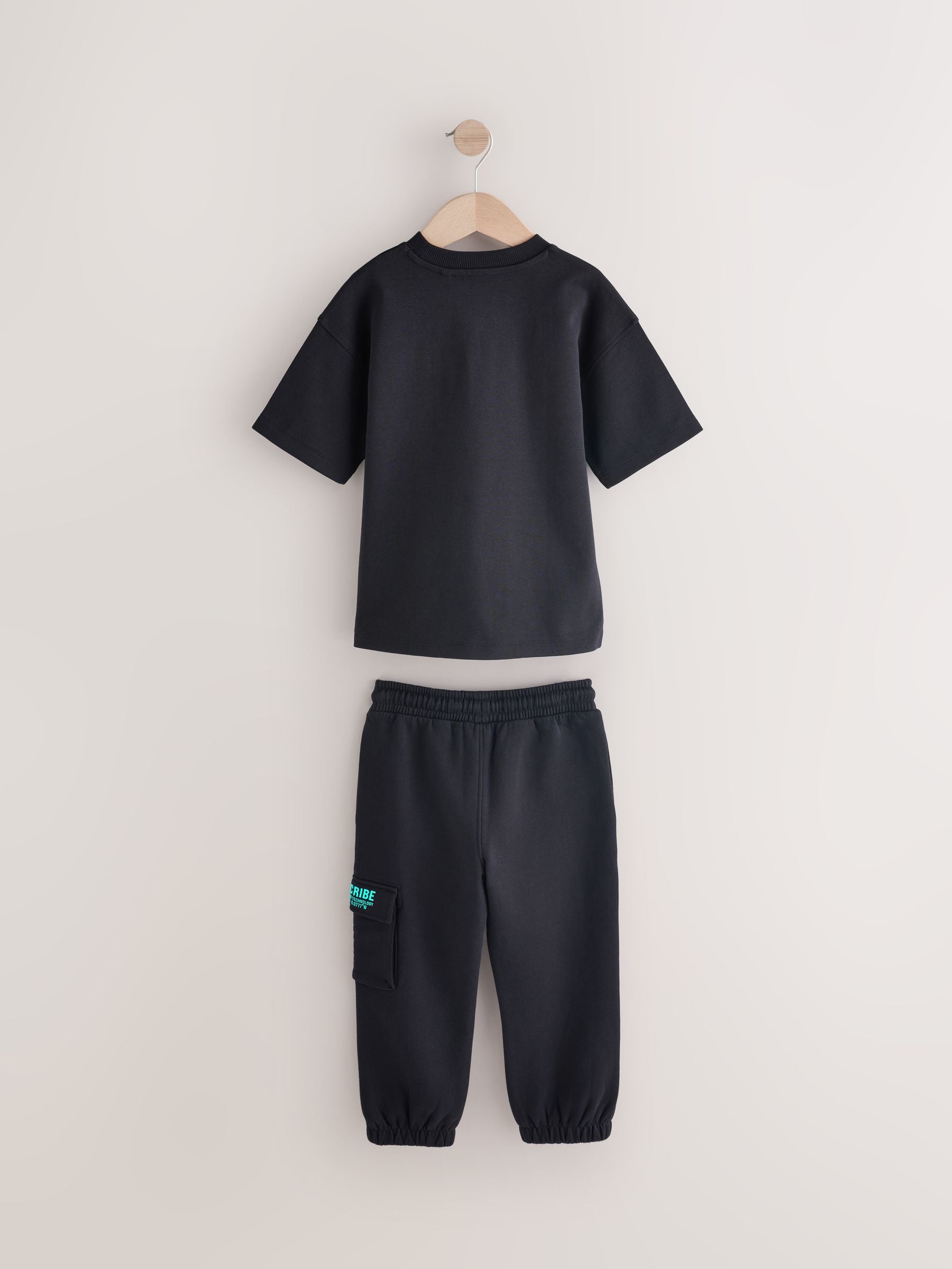 Black Sub5cribe 100% Cotton T-Shirt and Joggers Set (3-16yrs)