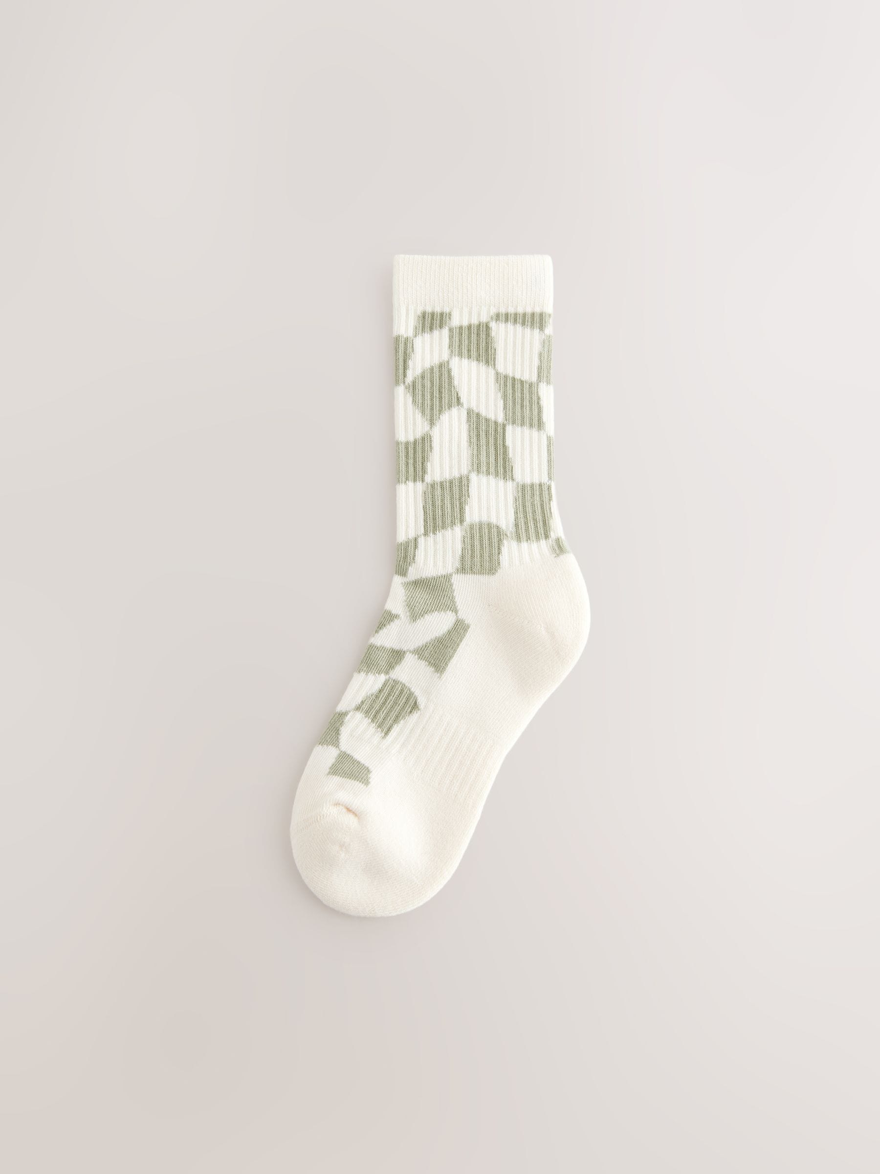 Neutral Cotton Rich Checkerboard Cushioned Sole Socks 3 Pack