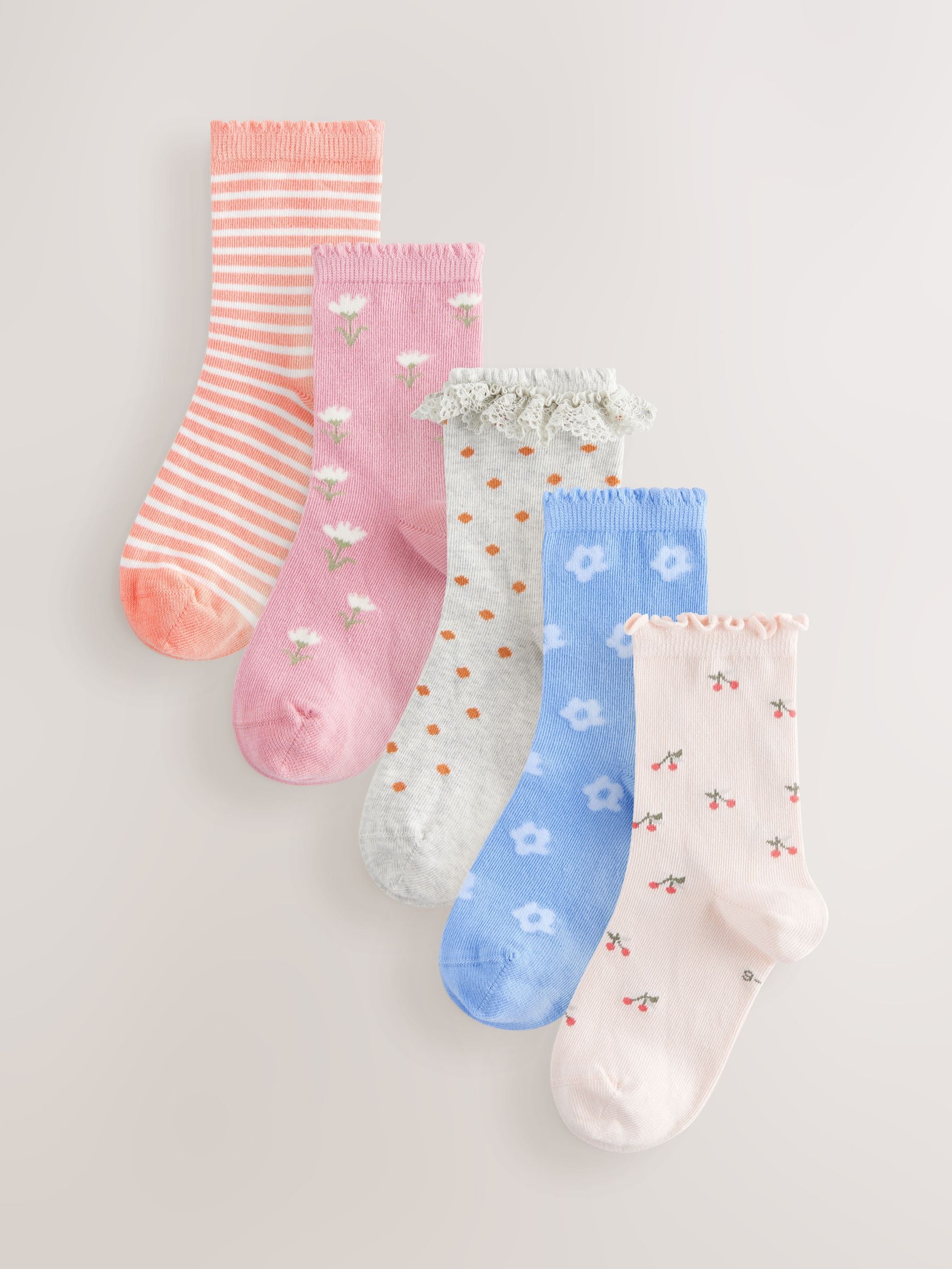 Multi Cotton Rich Ruffle Ankle Socks 5 Pack