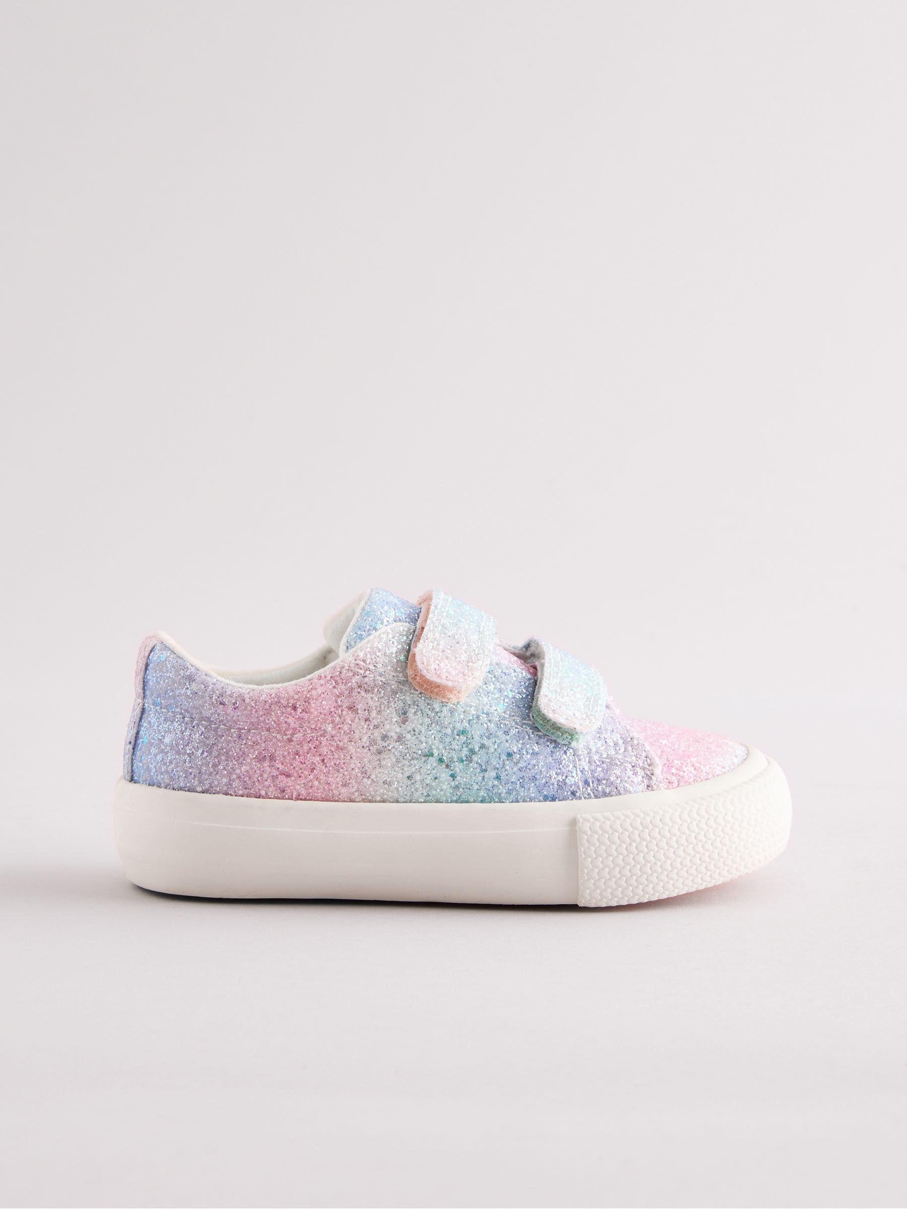 Rainbow Glitter Wide Fit (G) Chunky Trainers With Touch Fastening