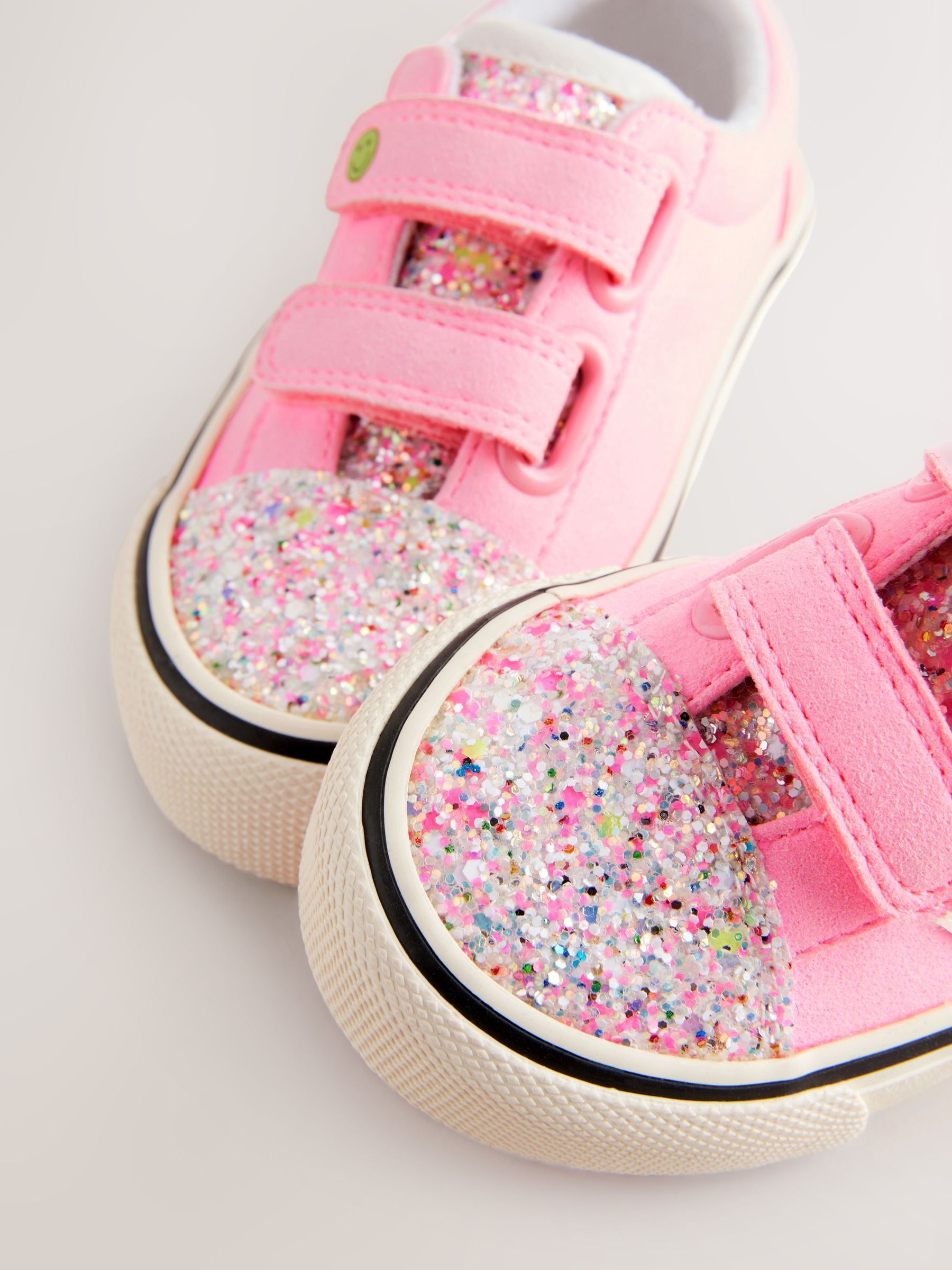 Pink Wide Fit (G) Touch Fasten Strap Printed Trainers