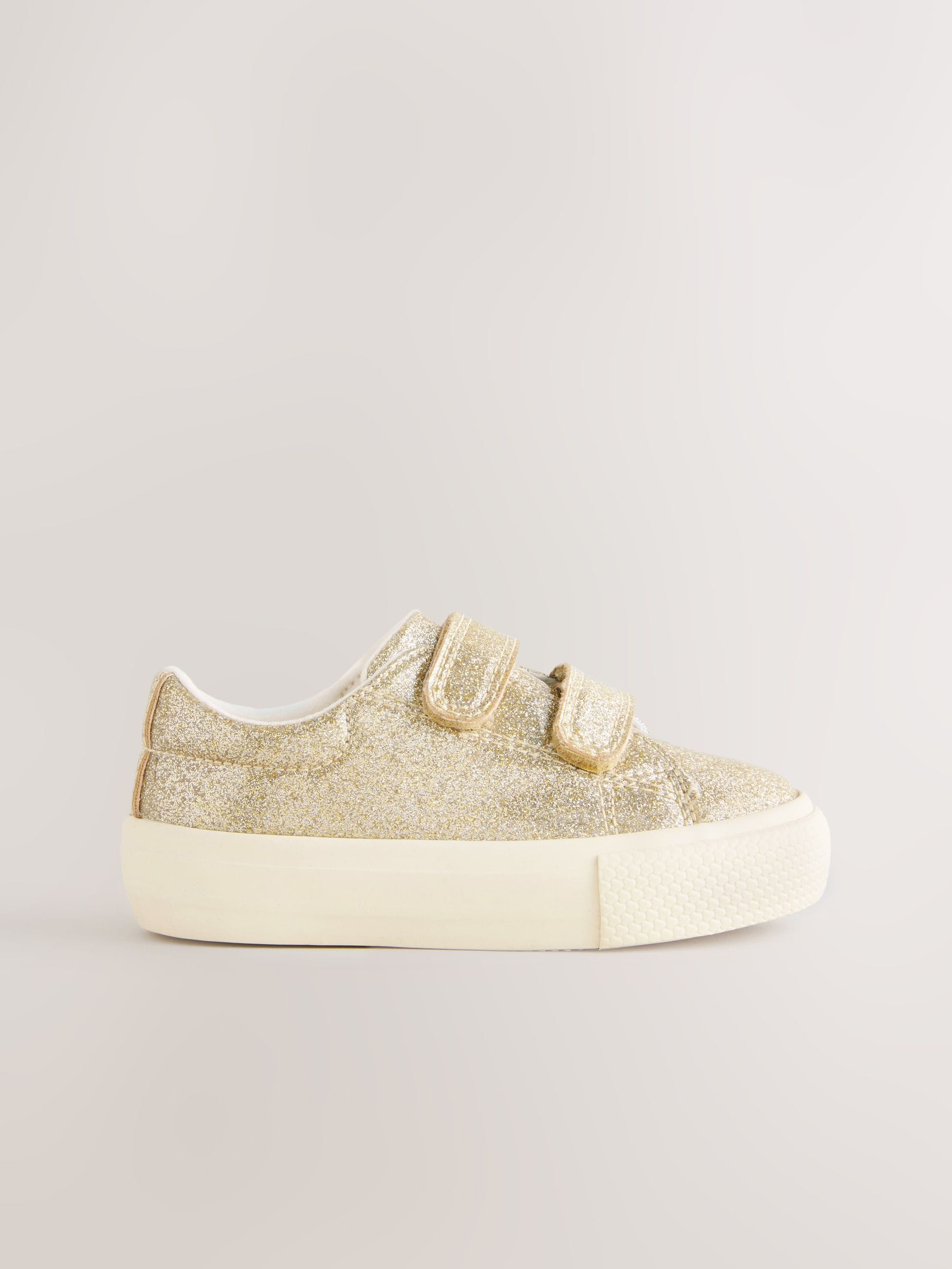 Gold Wide Fit (G) Chunky Trainers With Touch Fastening