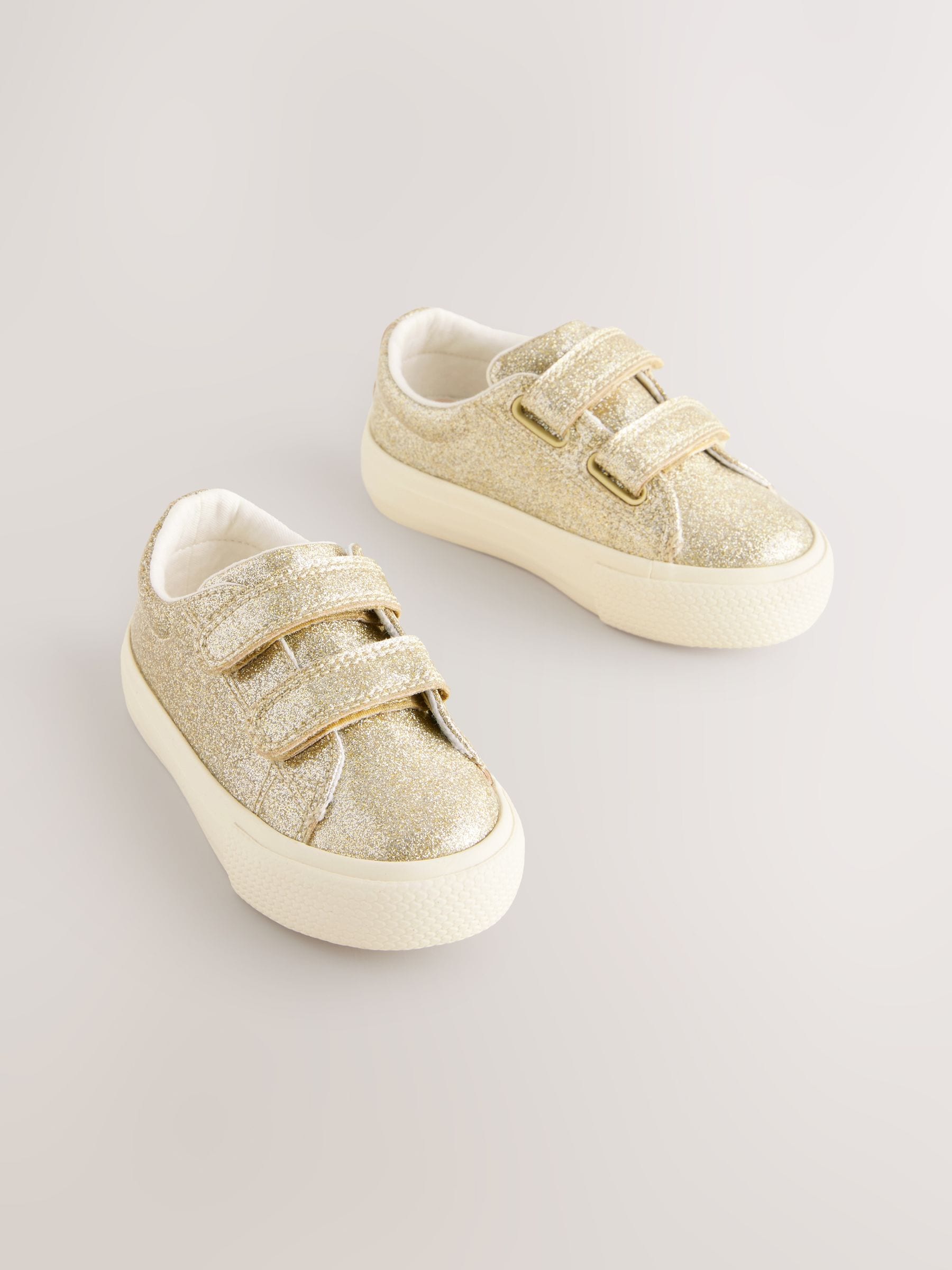 Gold Wide Fit (G) Chunky Trainers With Touch Fastening