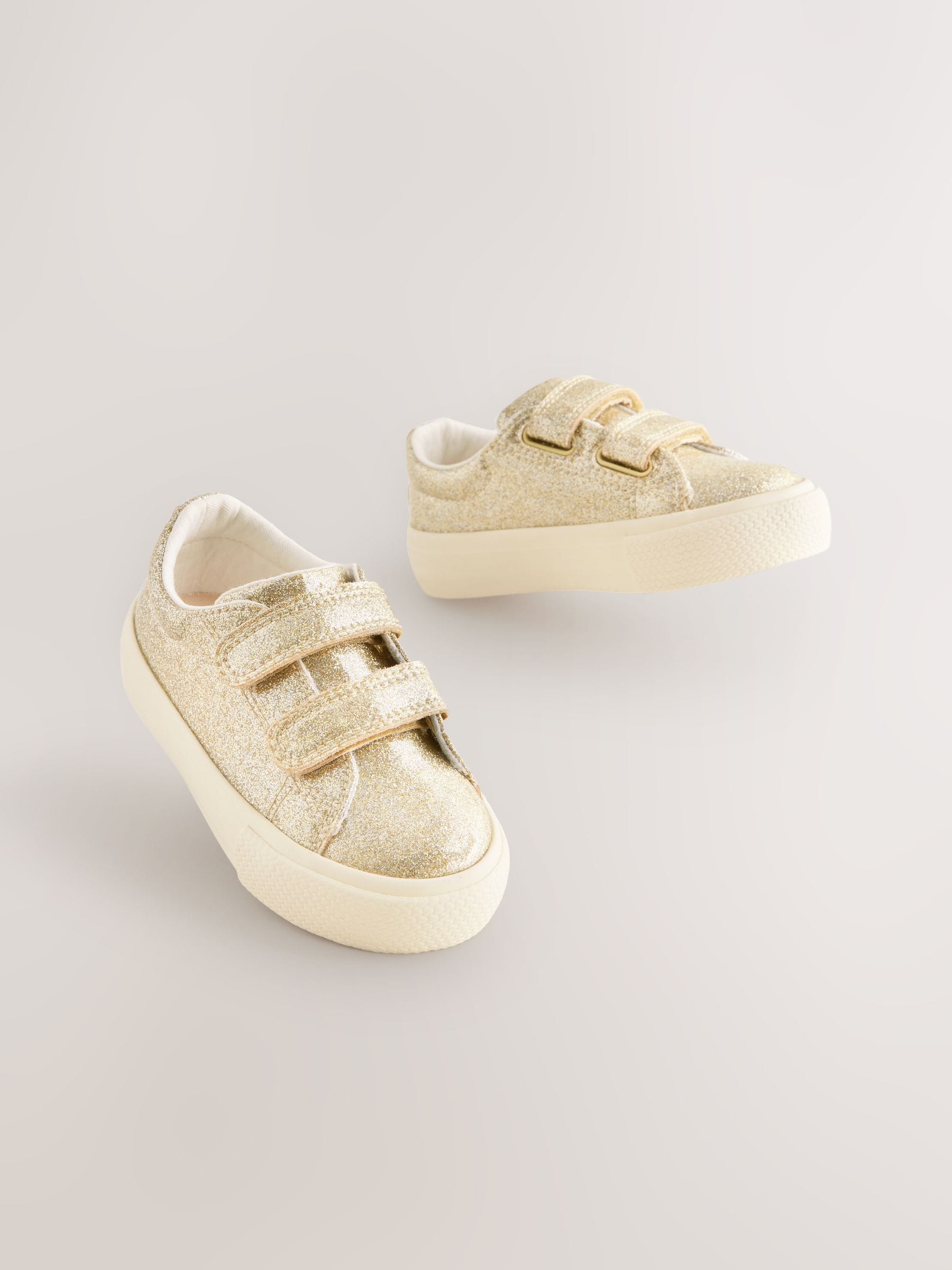 Gold Wide Fit (G) Chunky Trainers With Touch Fastening