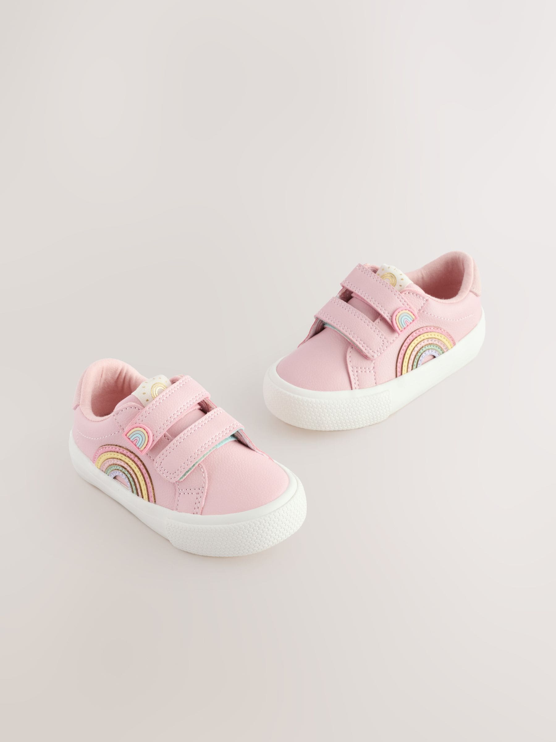 Pink Rainbow Wide Fit (G) Touch Fasten Trainers