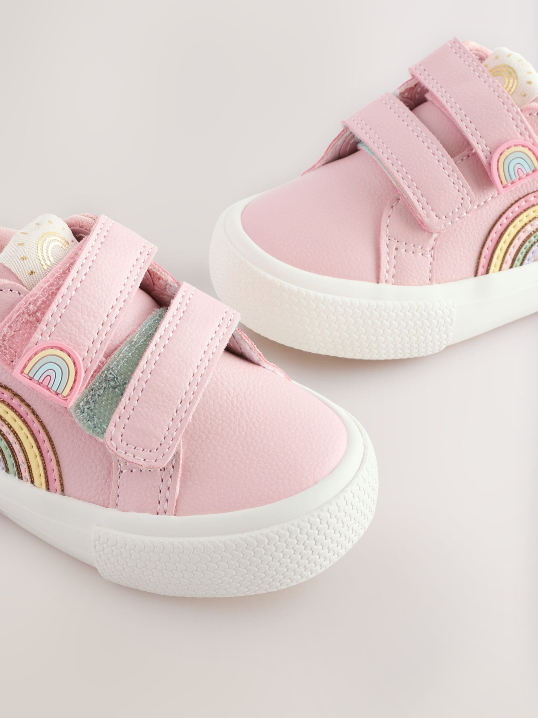 Pink Rainbow Wide Fit (G) Touch Fasten Trainers