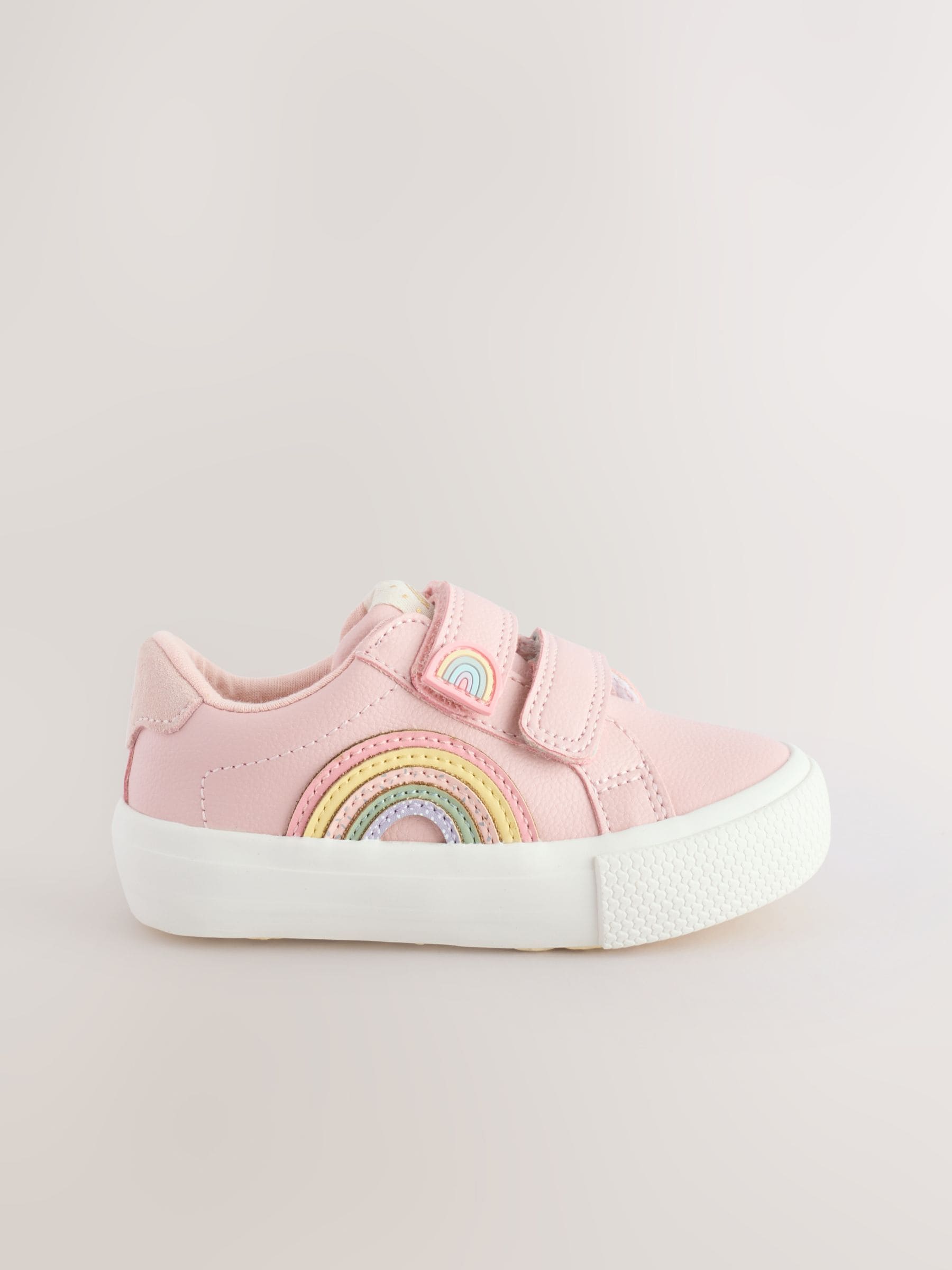 Pink Rainbow Wide Fit (G) Touch Fasten Trainers