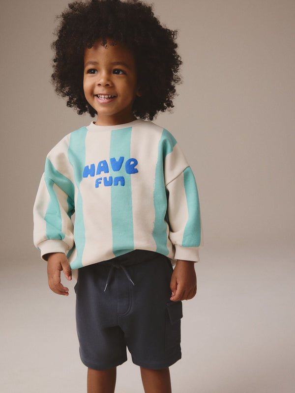 Blue/Ecru Stripe Jersey Sweatshirt and Shorts Set (3mths-7yrs)