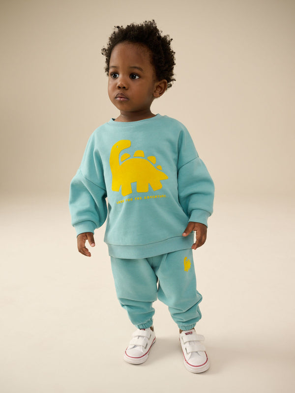 Green/Yellow Dino Jersey Sweatshirt and Joggers Set (3mths-7yrs)