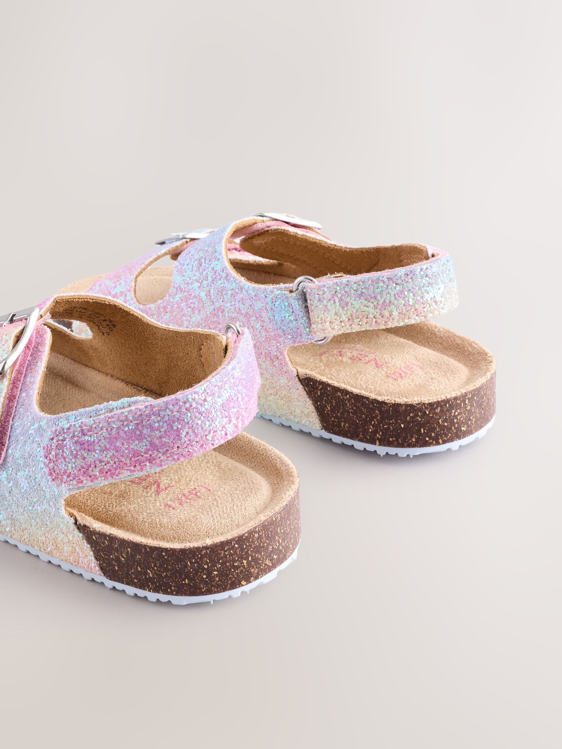 Multi Glitter Wide Fit (G) Corkbed Double Two Strap Sandals