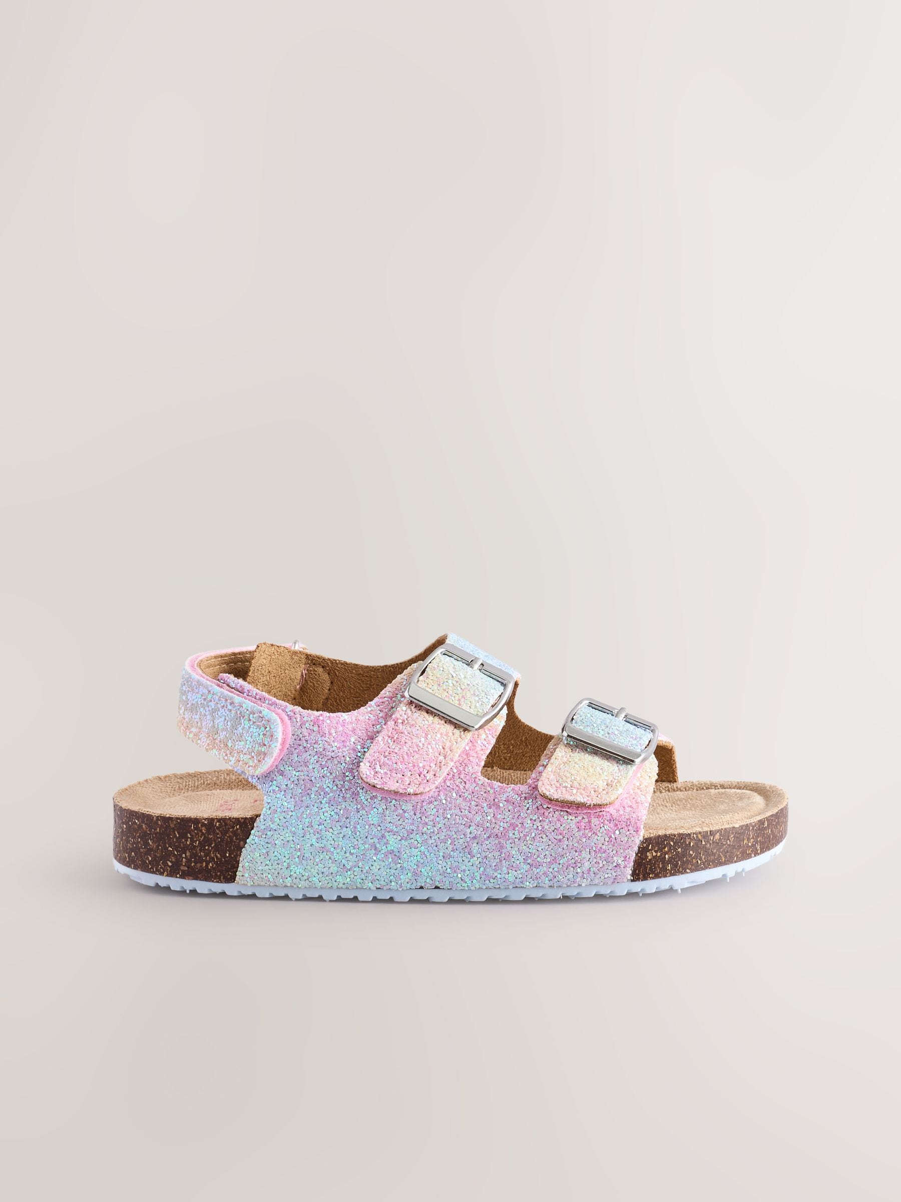 Multi Glitter Wide Fit (G) Corkbed Double Two Strap Sandals