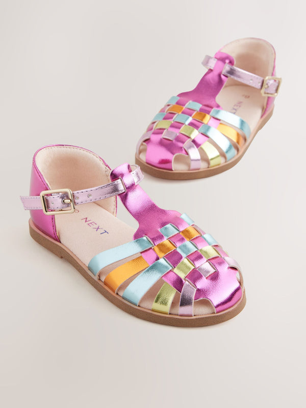 Rainbow Metallic Wide Fit (G) Fisherman Occasion Sandals