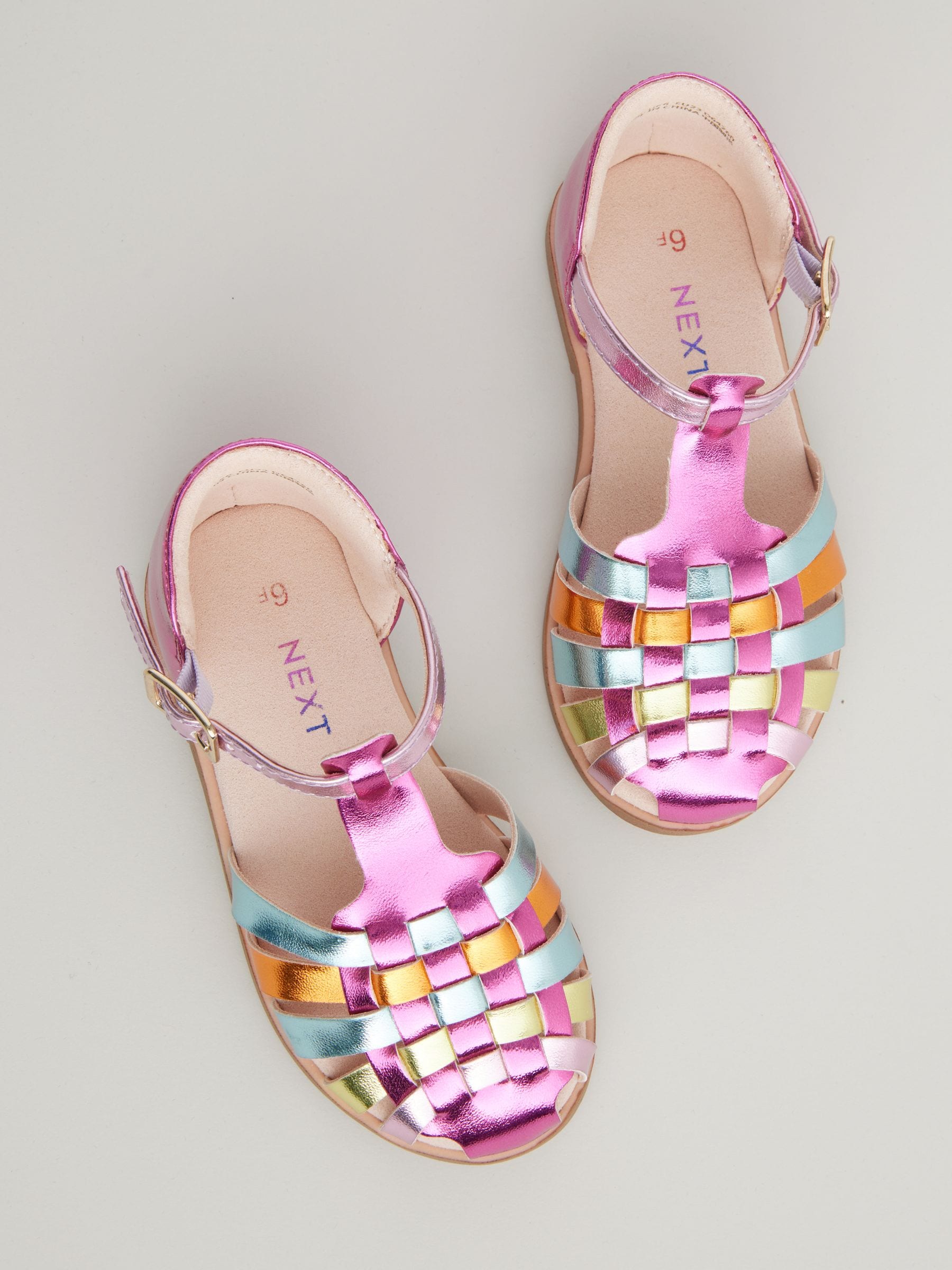 Rainbow Metallic Wide Fit (G) Fisherman Occasion Sandals