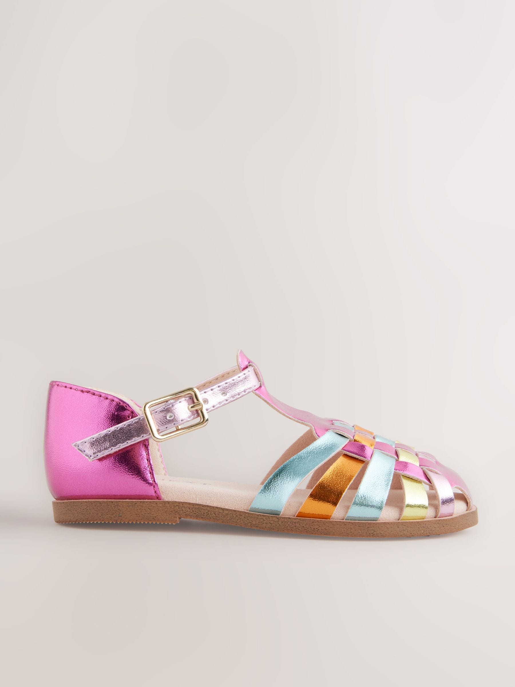 Rainbow Metallic Wide Fit (G) Fisherman Occasion Sandals