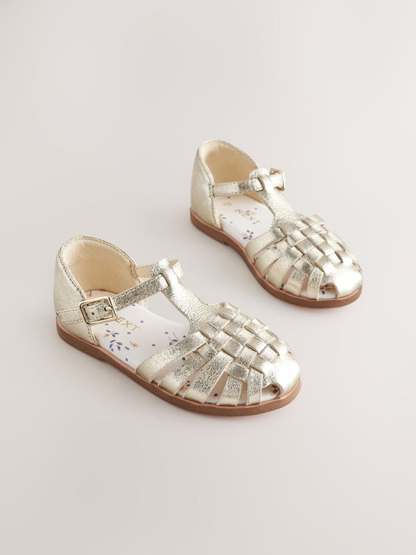 Gold Wide Fit (G) Fisherman Occasion Sandals