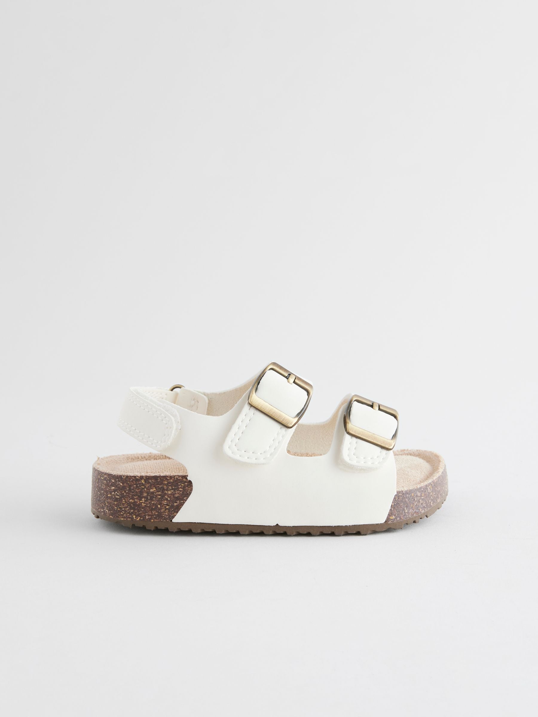 Neutral White Wide Fit (G) Corkbed Two Strap Sandals