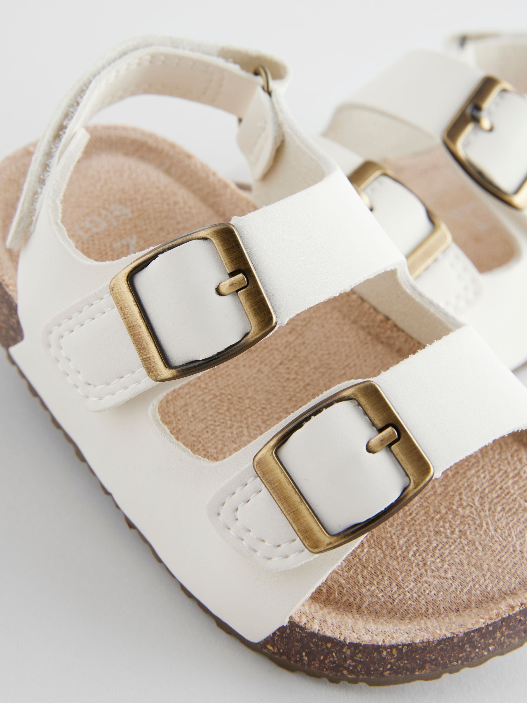 Neutral White Wide Fit (G) Corkbed Two Strap Sandals