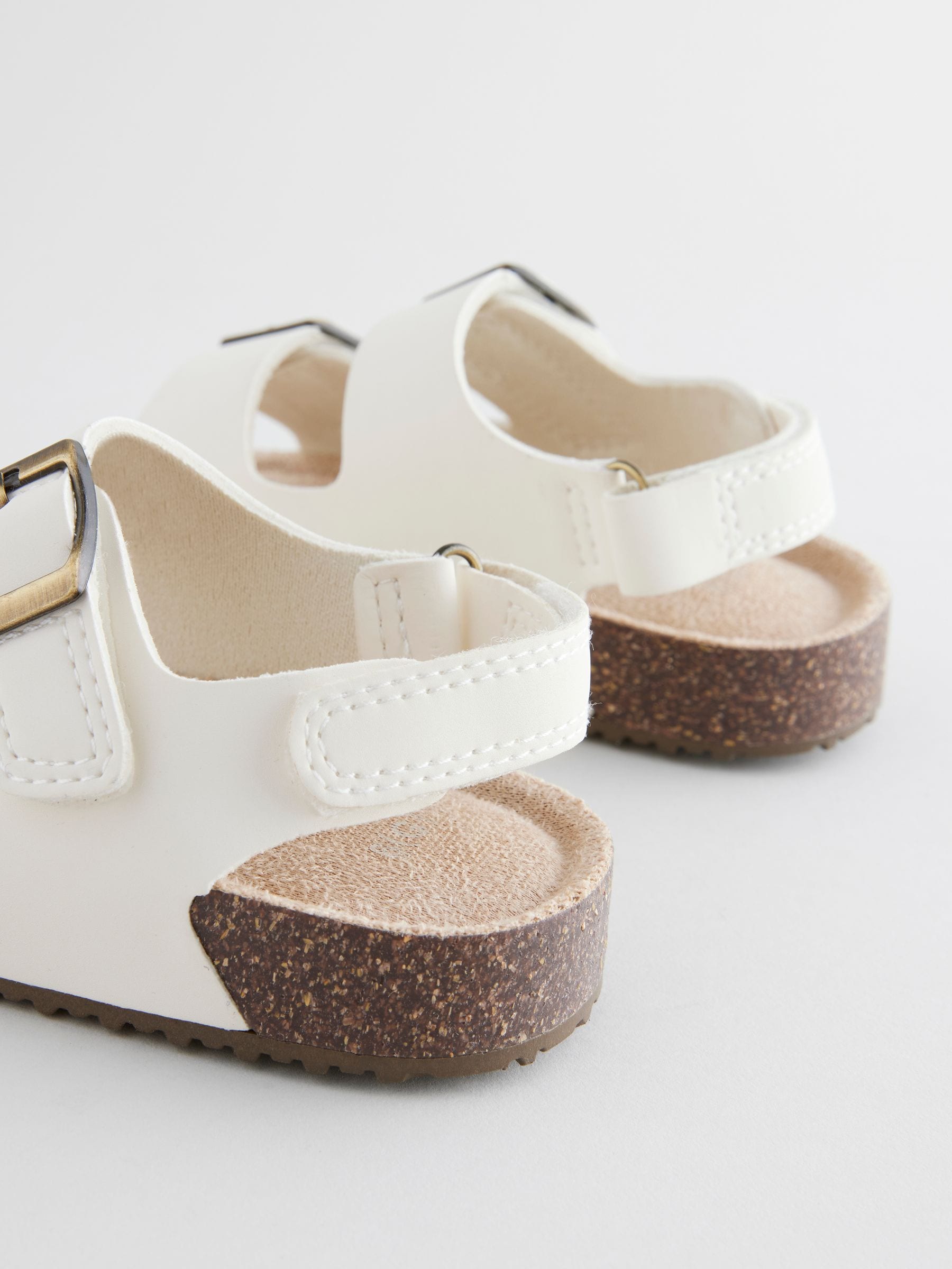 Neutral White Wide Fit (G) Corkbed Two Strap Sandals