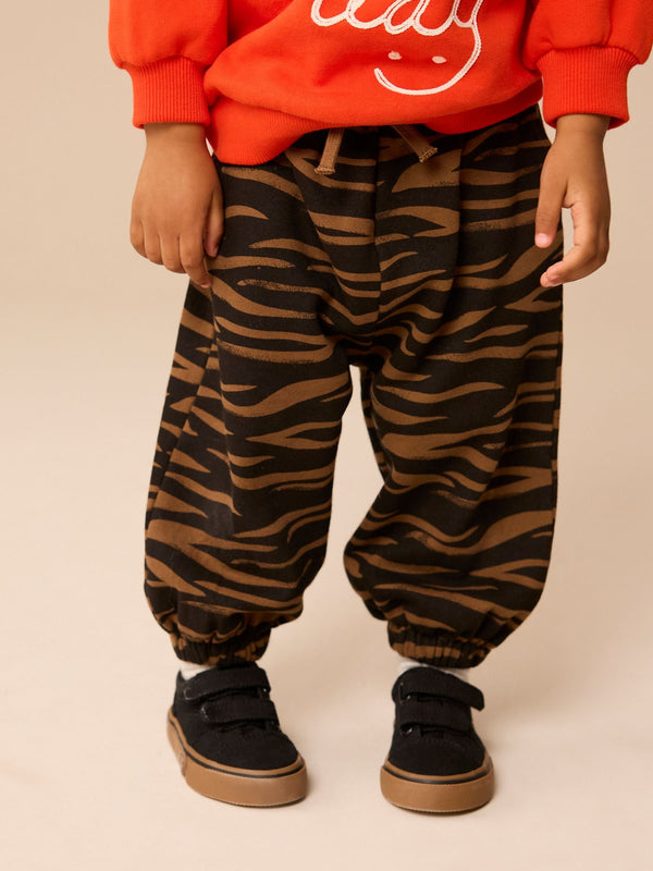 Black/Brown Tiger Print 100% Cotton Patterned Jersey Joggers (3mths-7yrs)