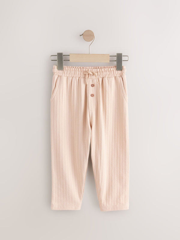 Ecru Off White Textured Jersey 100% Cotton Joggers (3mths-7yrs)