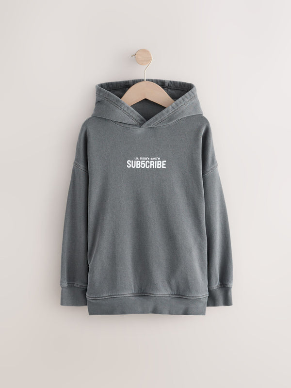 Grey Washed Hoodie Subscribe Hoodie (3-16yrs)