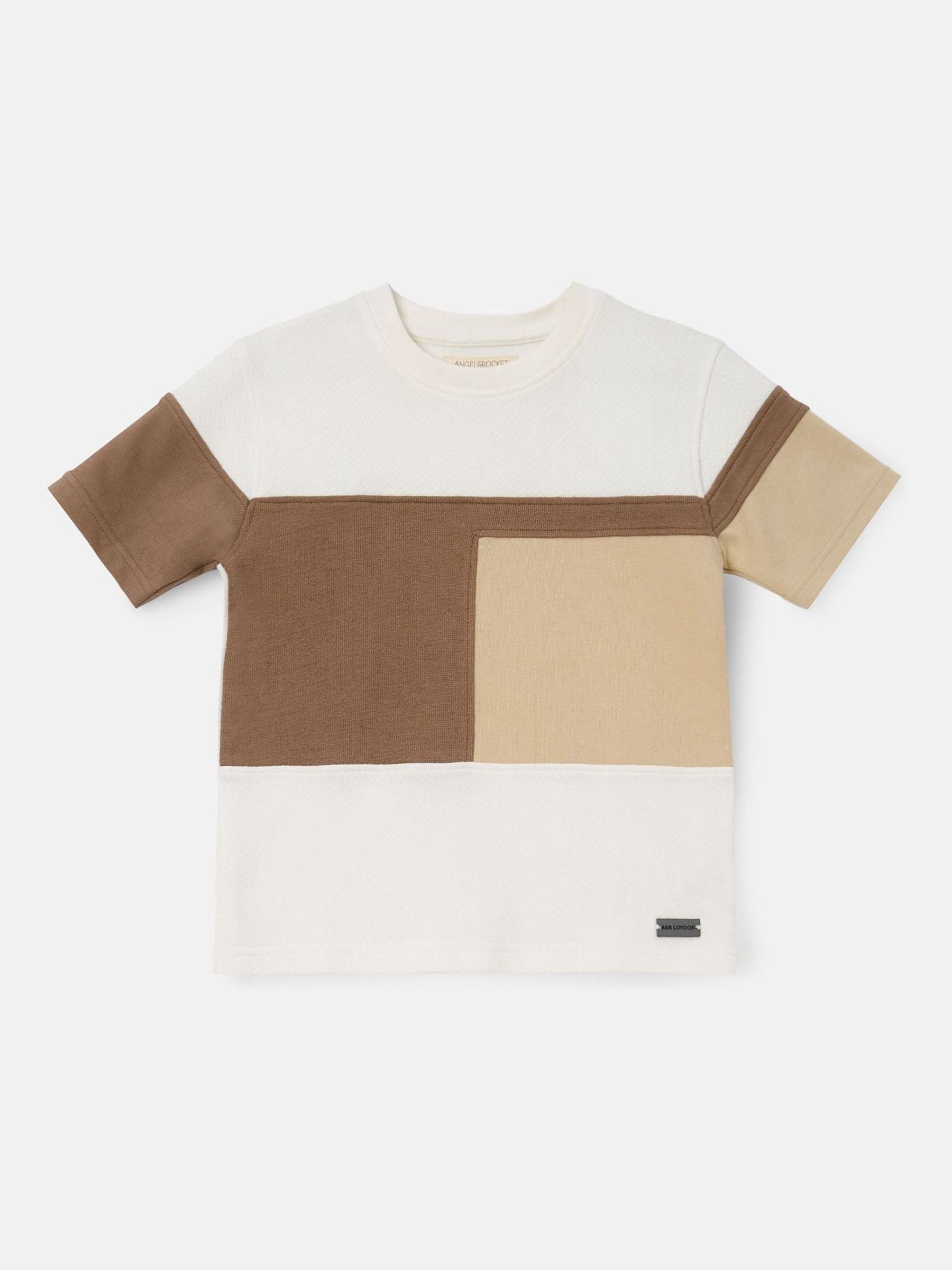 Angel & Rocket Cream Callum Textured Block T-Shirt